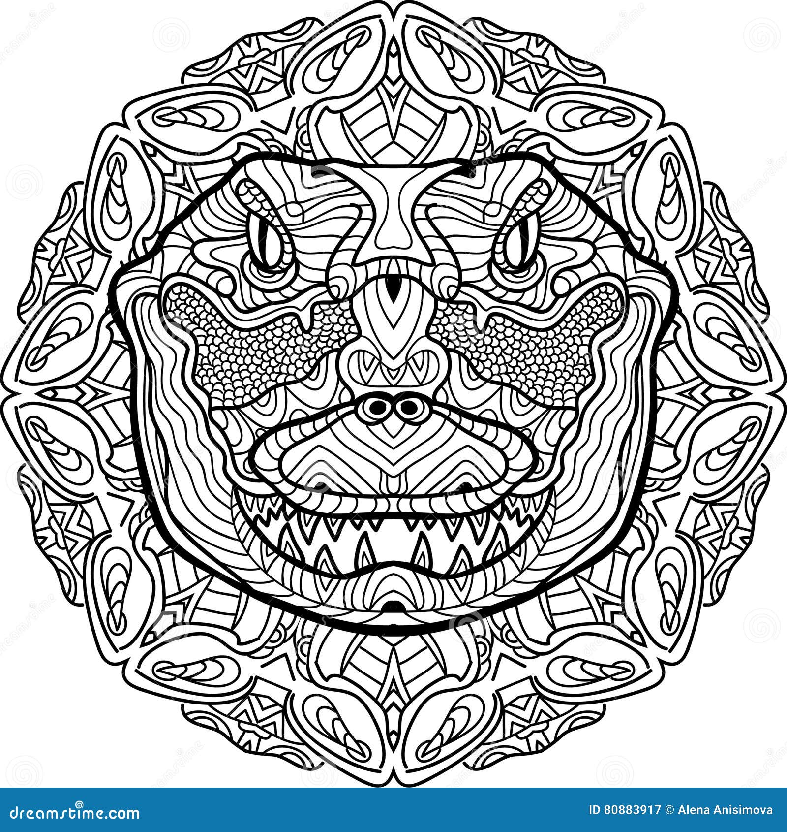 Totem Coloring Page for Adults. the Head of a Crocodile. Line Art Stock  Vector - Illustration of monochrome, amphibian: 80883917