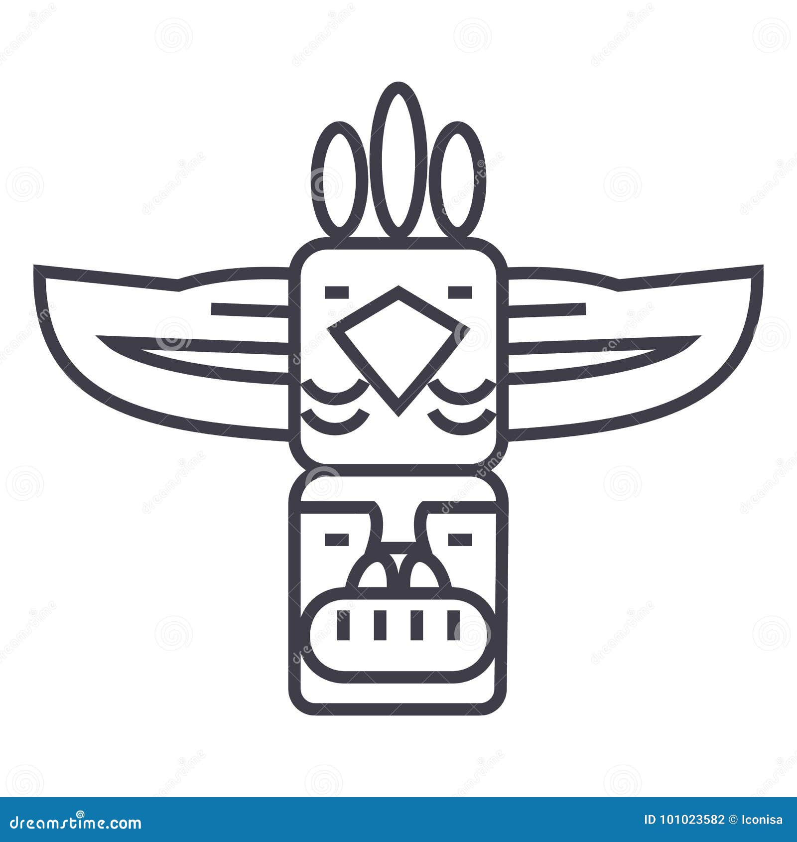 Totem,native American Vector Line Icon, Sign, Illustration On ...