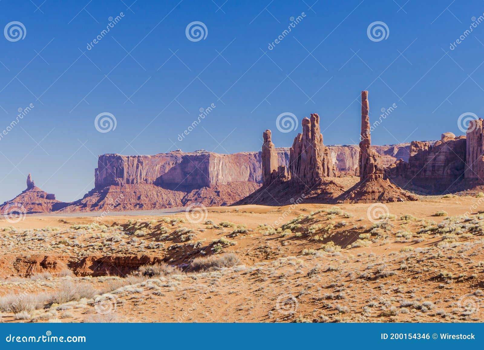 the totem pole and yel-bichel pillars in monument valley