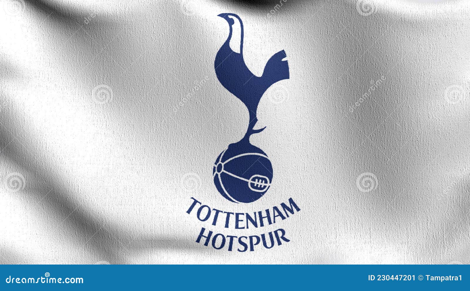 Tottenham Hotspur F.C. Flag Blowing in the Wind. Emblem of