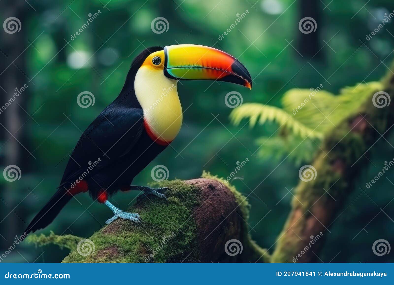 Toucan Sits on a Branch in the Forest, Green Vegetation Stock ... Biology Diagrams