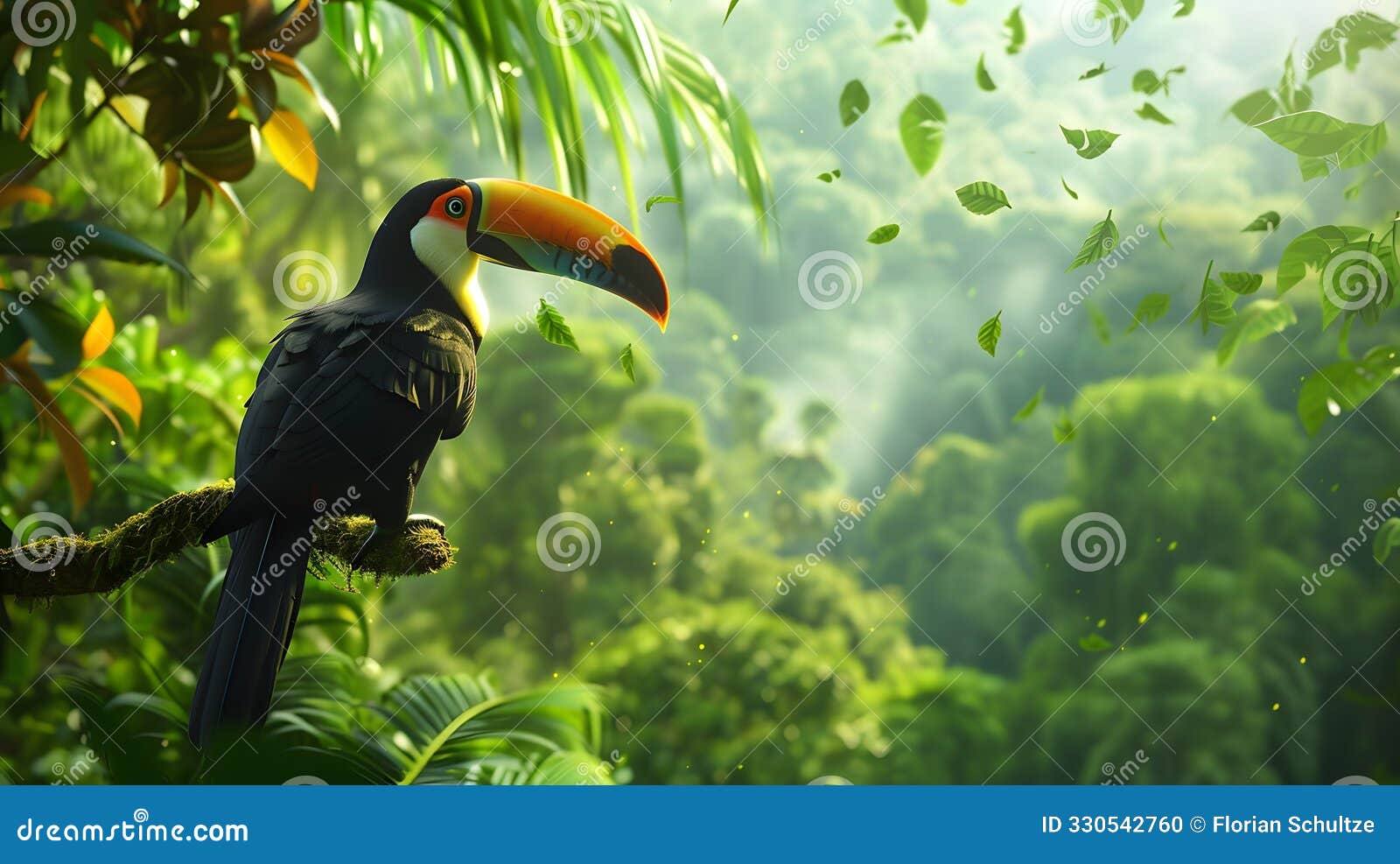 Toucan in a Tropical Rainforest Stock Illustration Illustration of