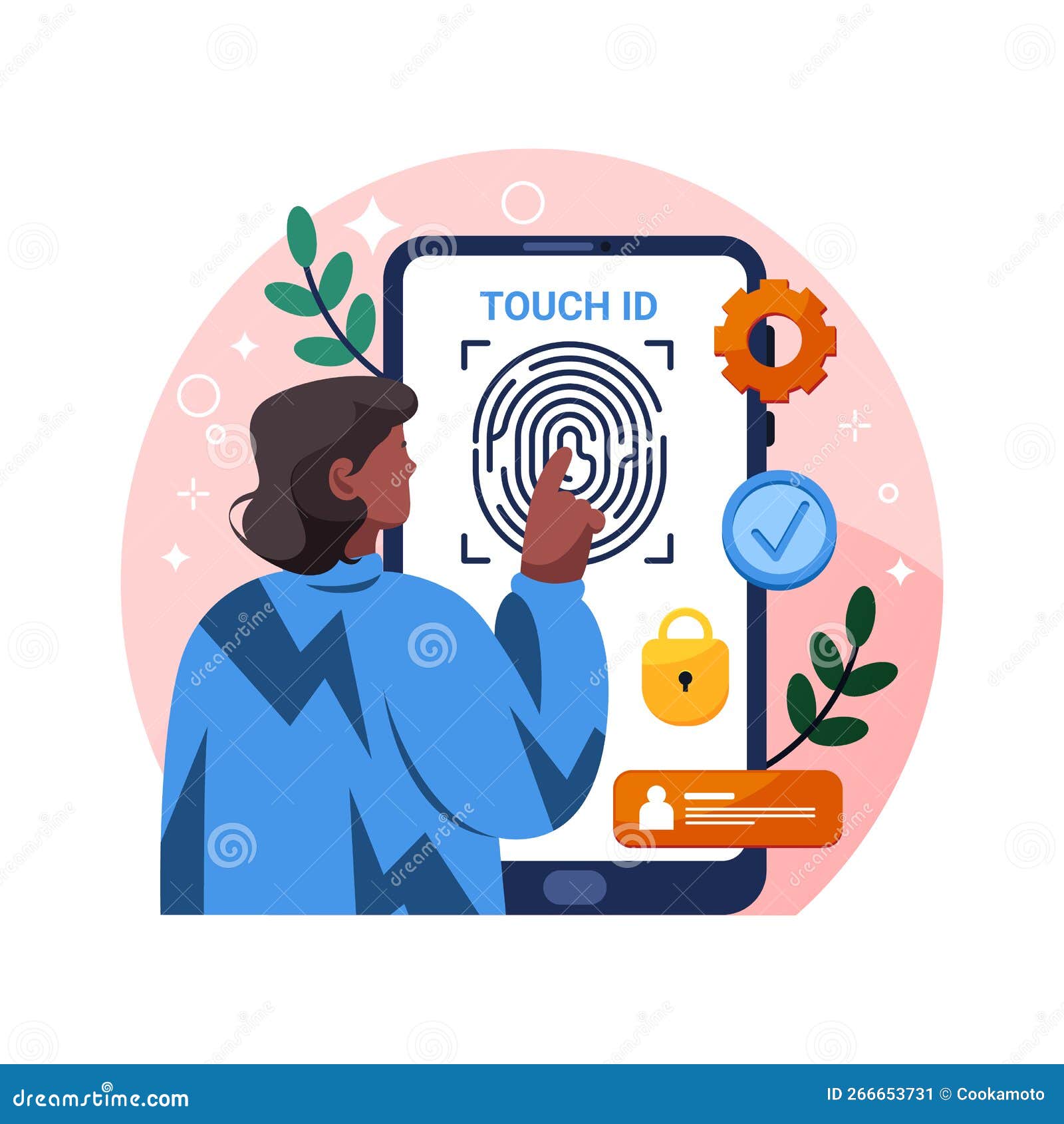 Touch Id or Identification, Mobile Security System, Vector. Stock Vector Illustration of