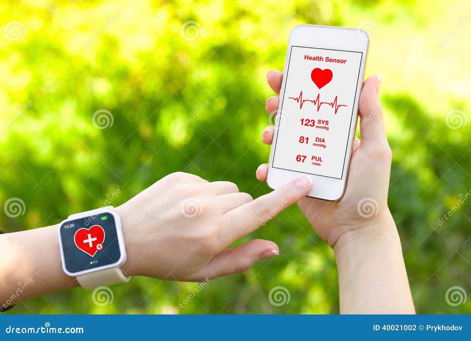 touch phone and smart watch with mobile app health sensor
