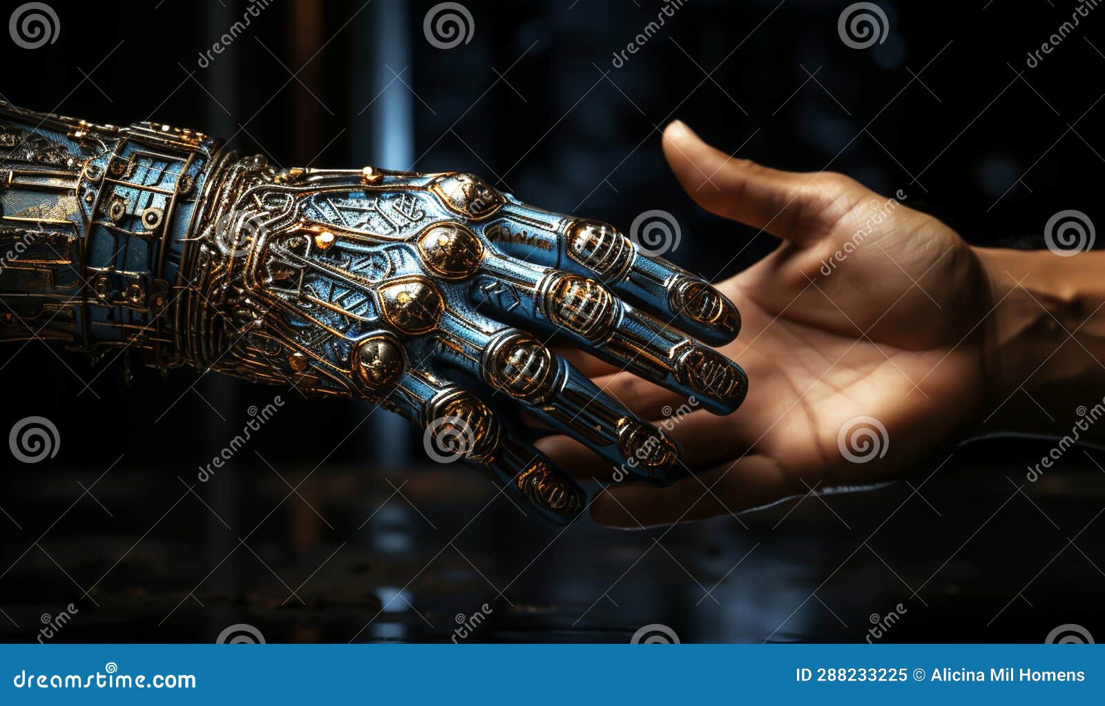 Touch between a Robotic Hand and a Human Hand. AI Generated Stock ... Circuit Diagram