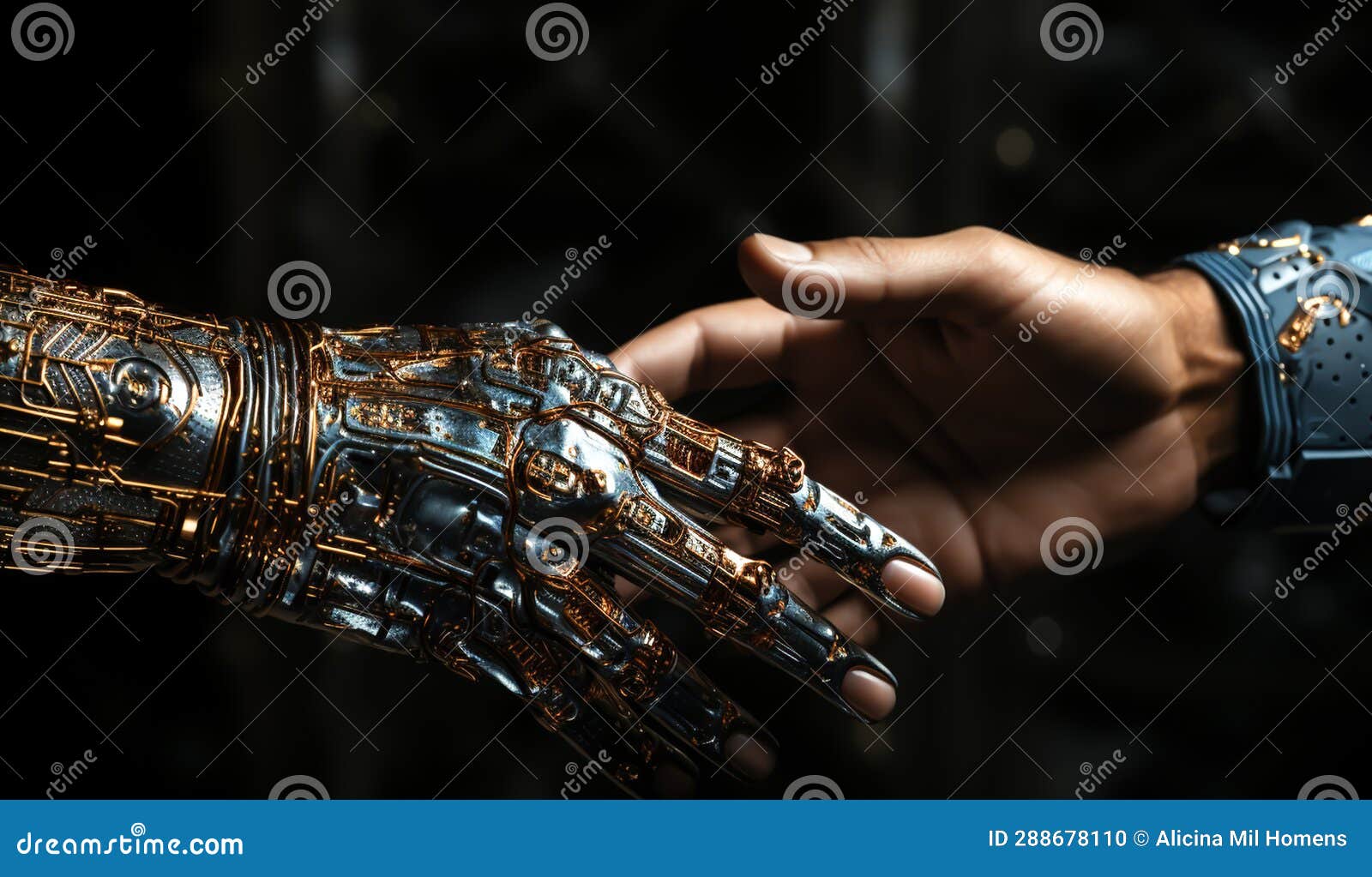 Touch between a Robotic Hand and a Human Hand. AI Generated Stock ... Circuit Diagram