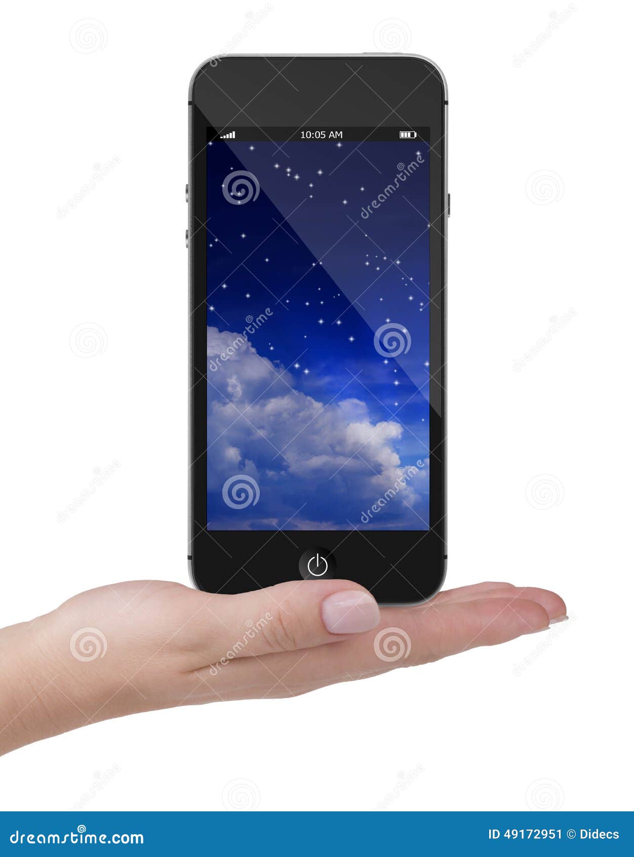 Touch Screen Mobile Phone on Hand, White Background Stock Image Image