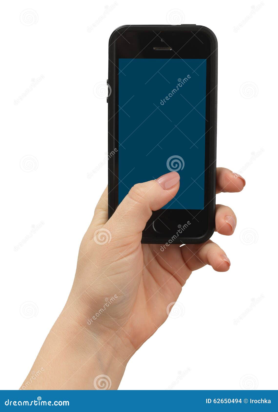 Touch Screen Mobile Phone, in Hand Stock Photo Image of button