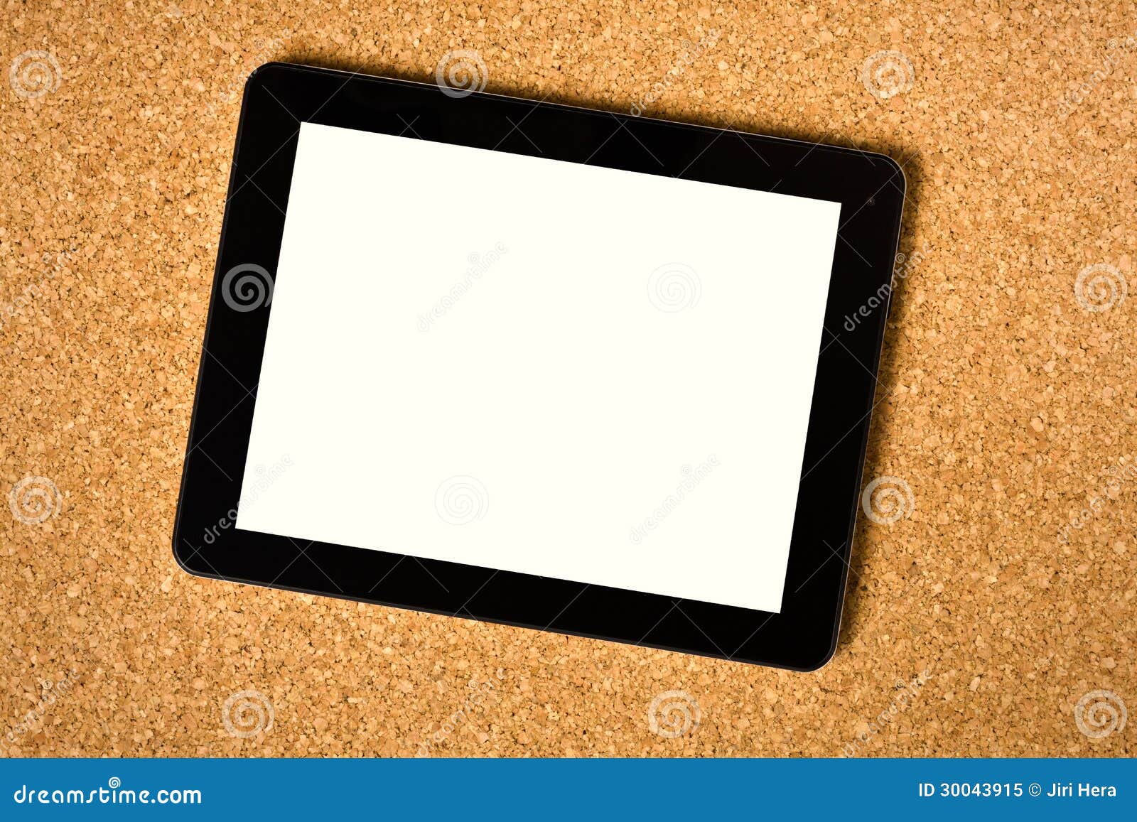 Touch tablet on cork board stock image. Image of organizer 30043915