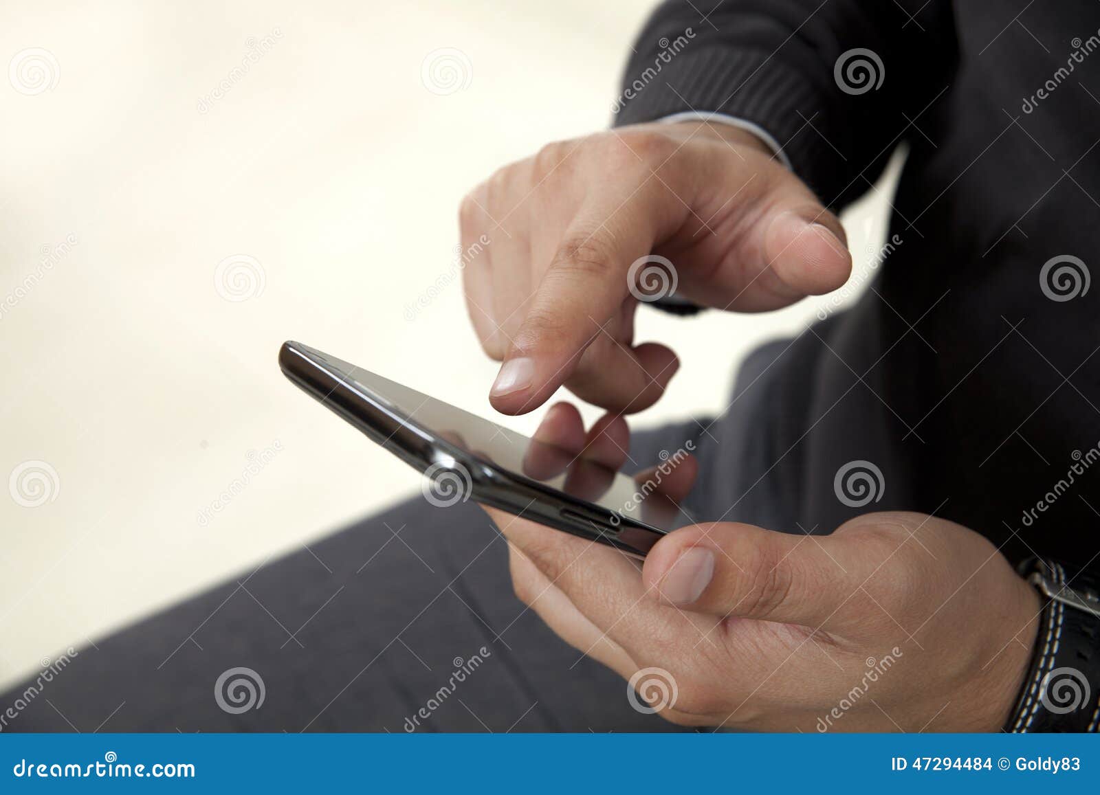 Touching a mobile phone stock photo. Image of black, gray - 47294484