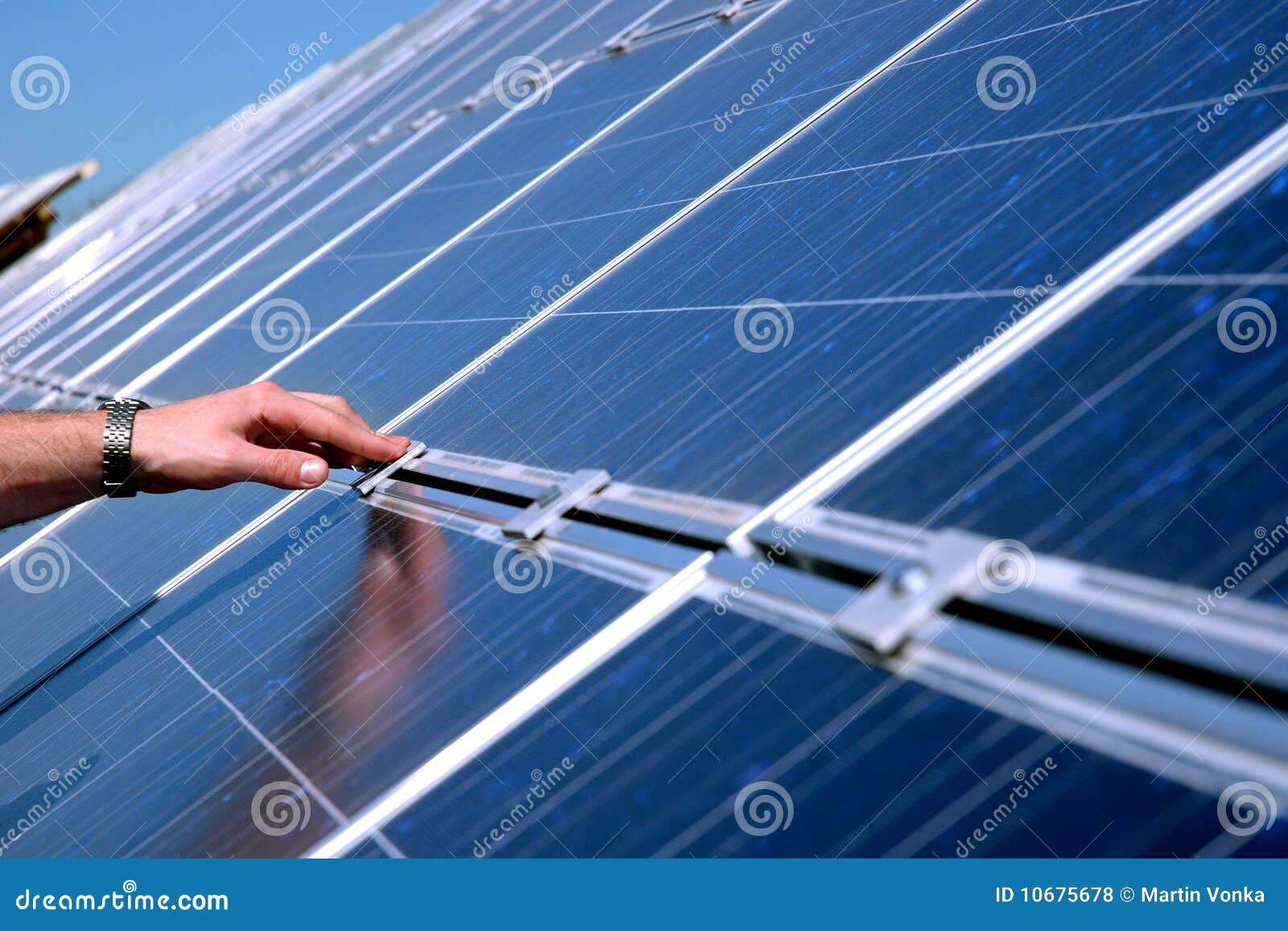 touching a solar panel