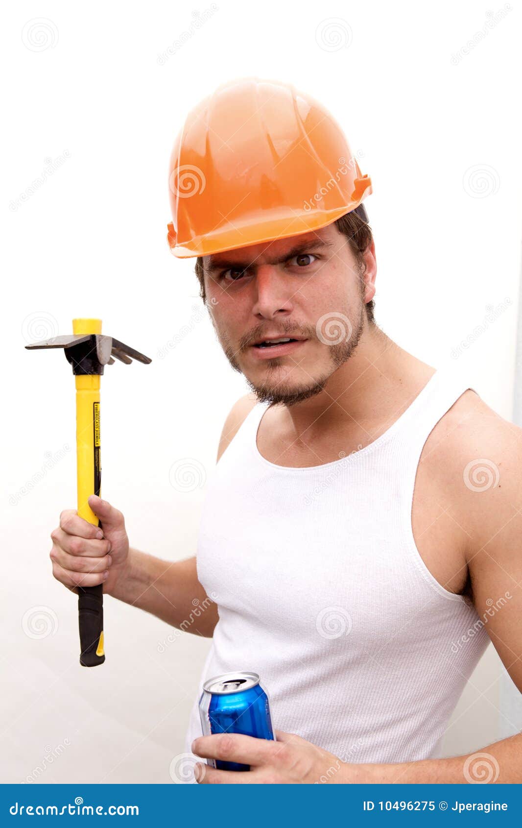 Tough Guy in a hard hat stock image. Image of laborer 10496275