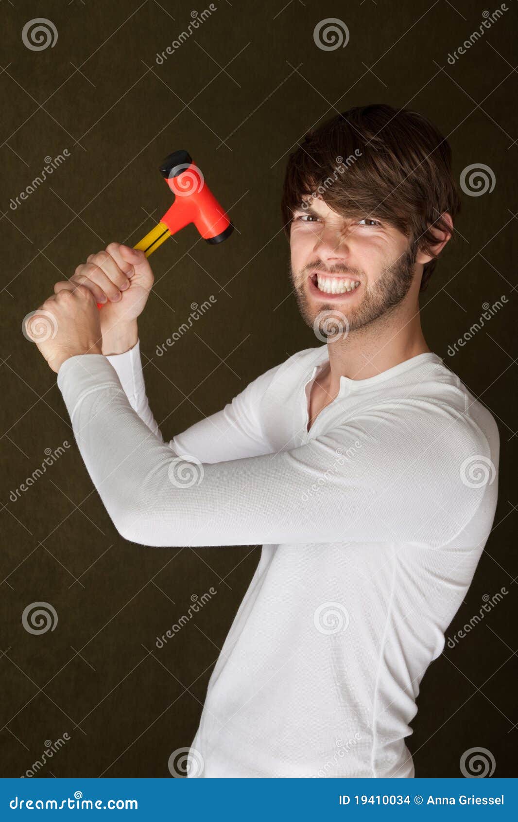 Tough Handy Man with Mallet Stock Photo Image of expression, mallet