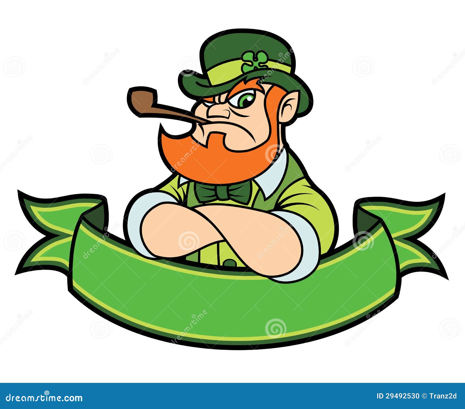 tough leprechaun over a banner