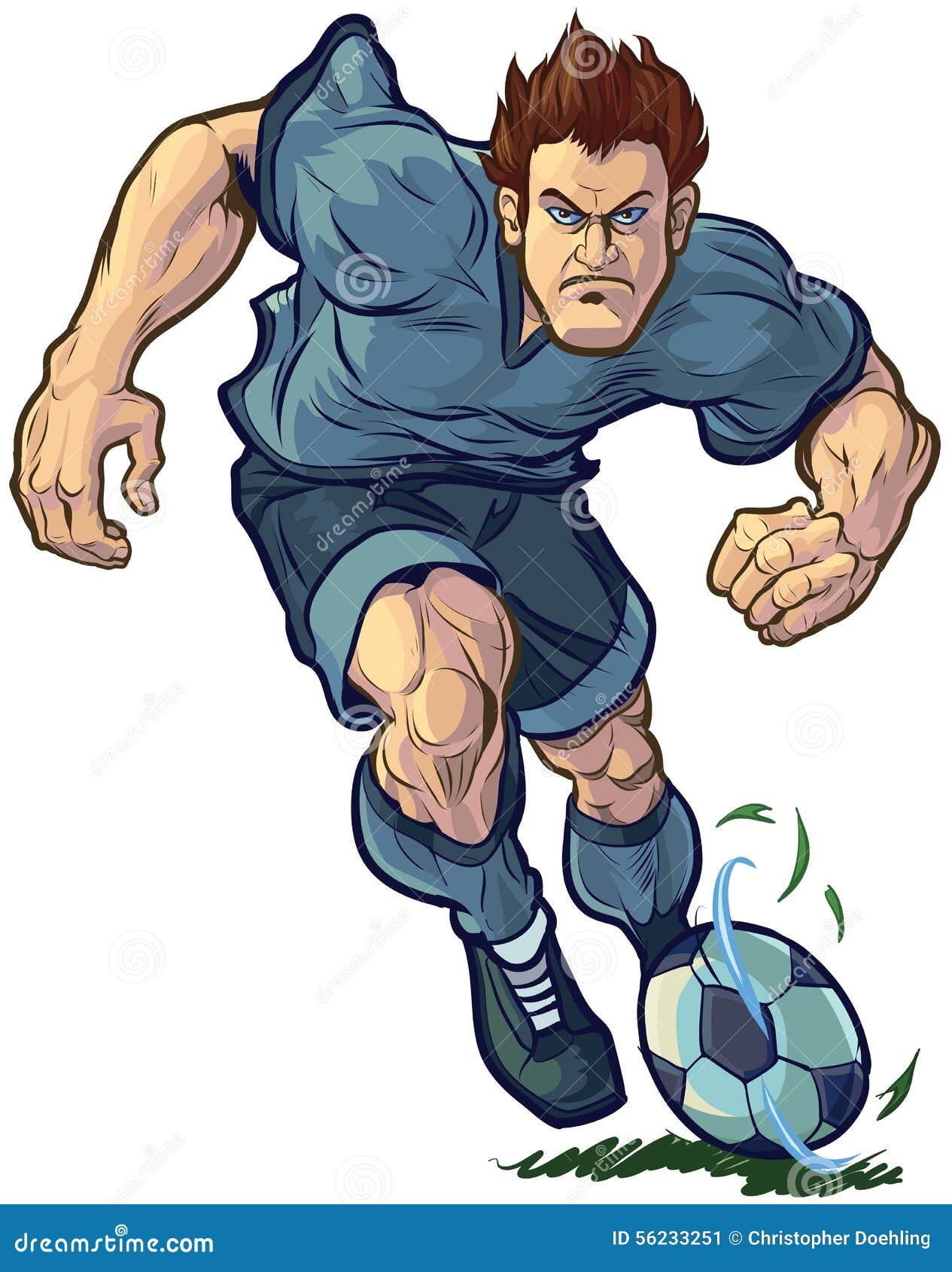 tough soccer player dribbling  