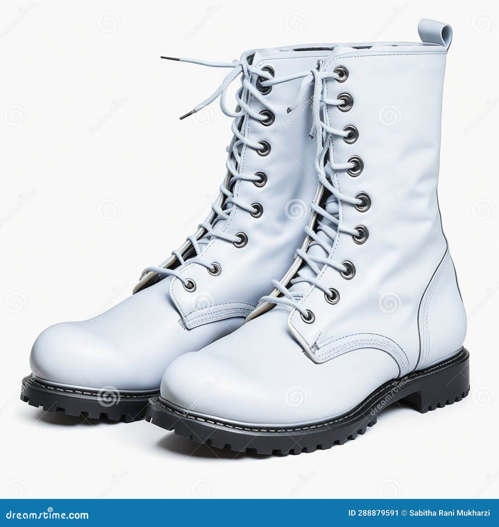 Tough and Timeless: Combat Boots on White Isolation. AI Generated Stock 