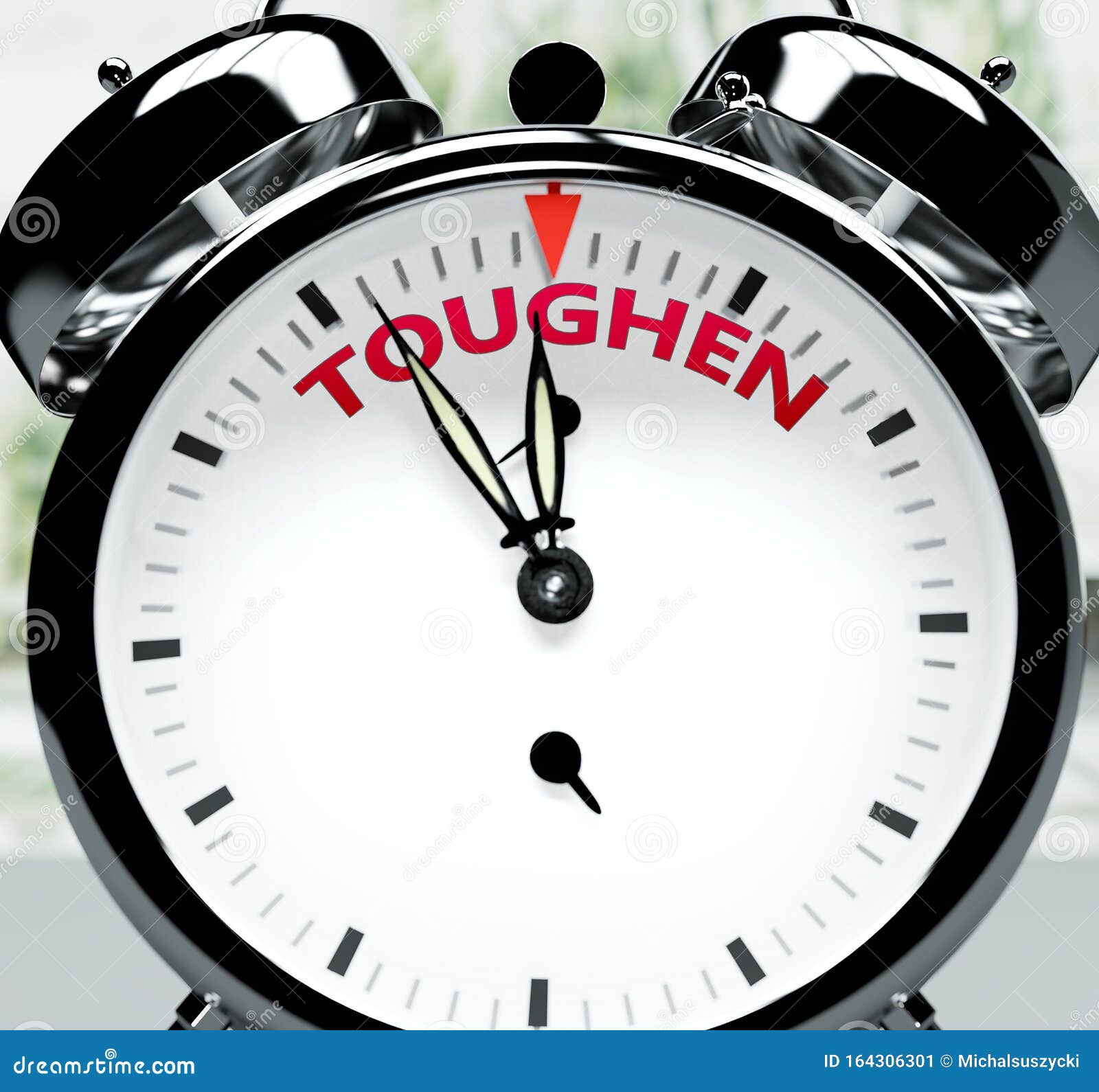 toughen soon, almost there, in short time - a clock izes a reminder that toughen is near, will happen and finish quickly in