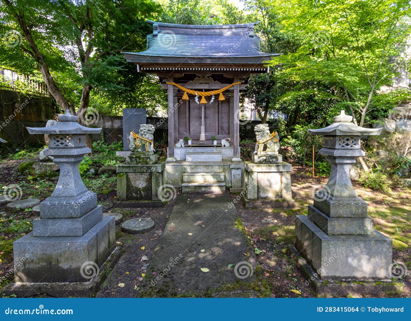 tougoro jinja shrine in early morning sun, japan