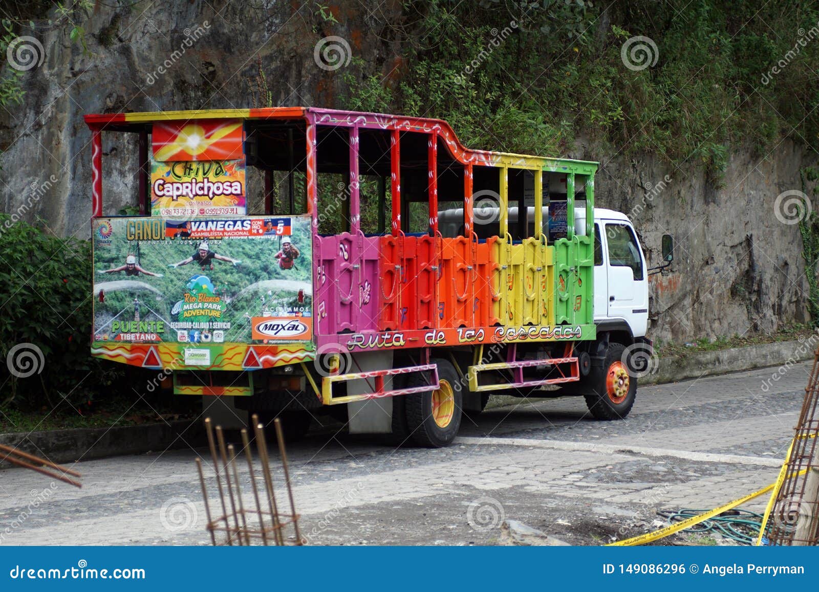 Tour bus in Banos editorial photo. Image of tourism 149086296