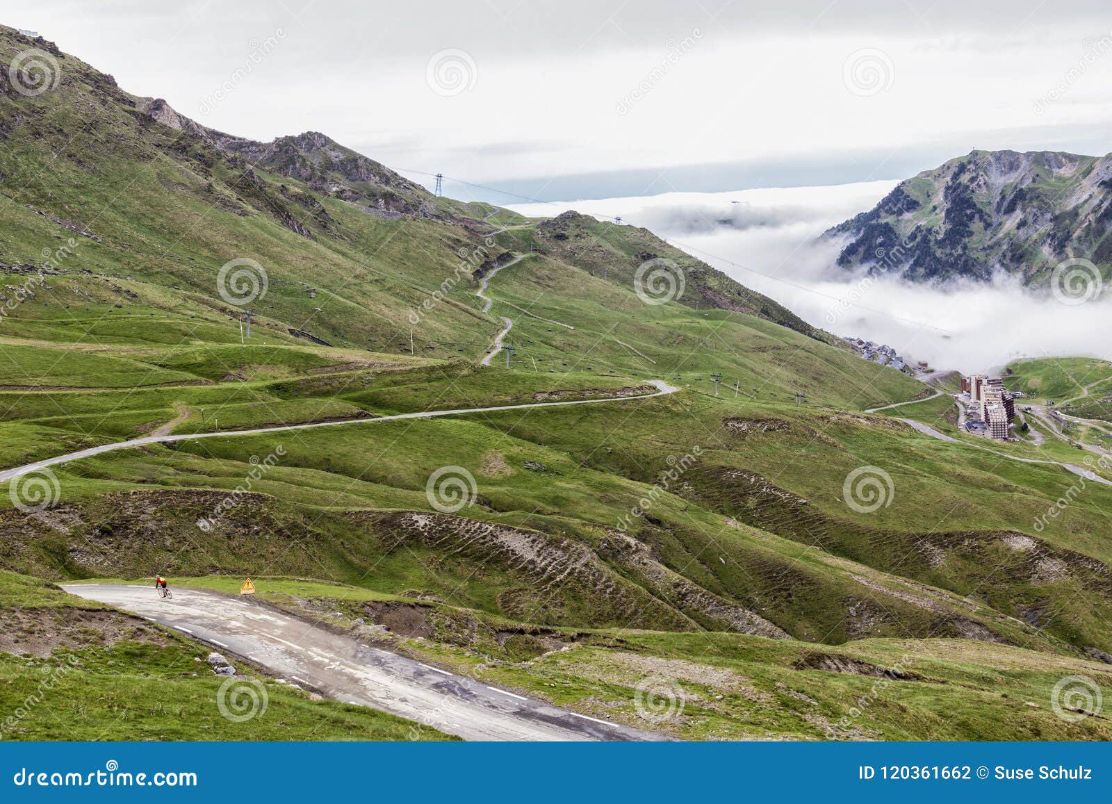 tour de france road around the col du tourmalet, france