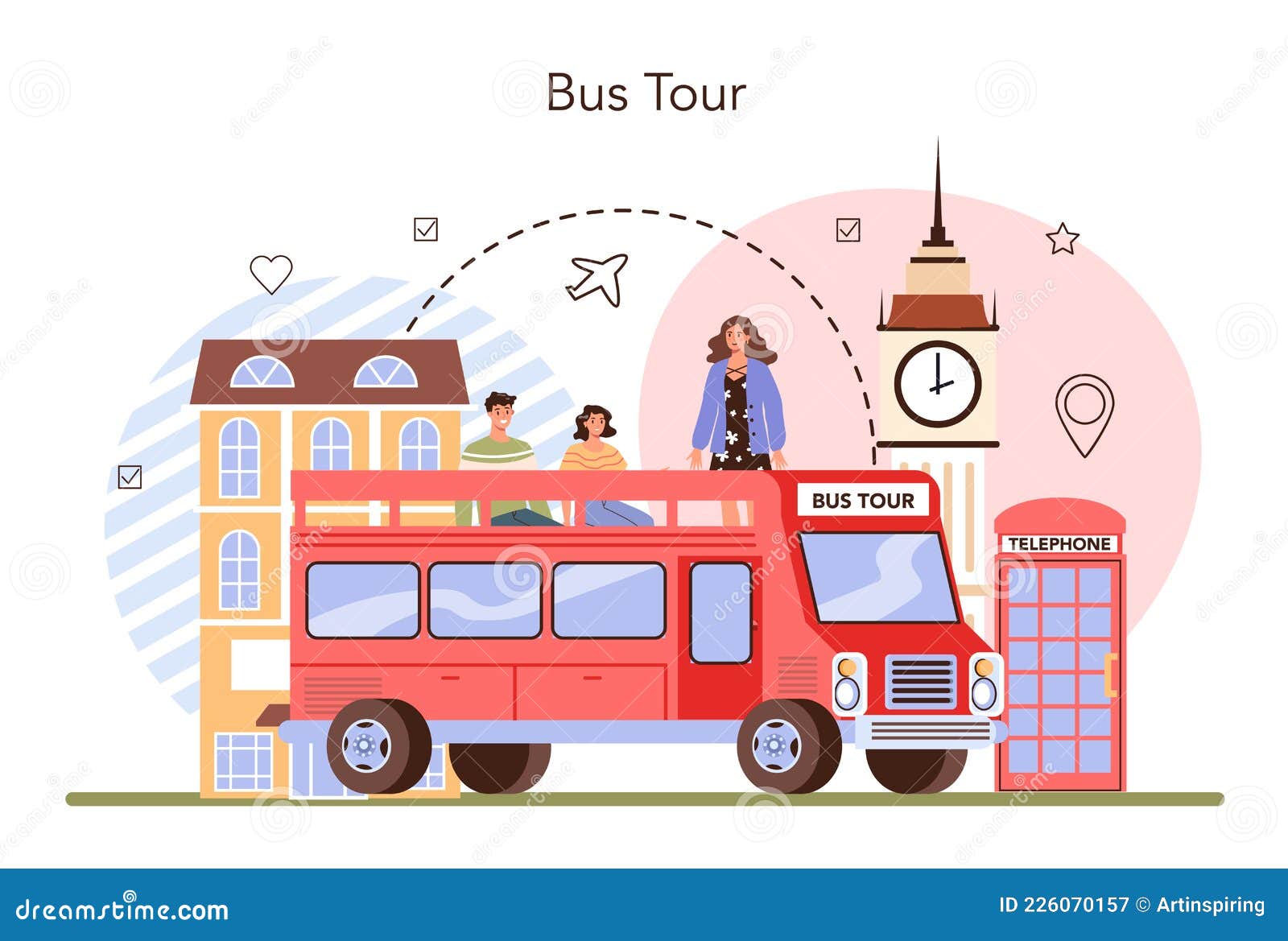 Tour Guide Concept. Bus Tour, Tourists Listening To the History of the City  Stock Vector - Illustration of sightseeing, character: 226070157