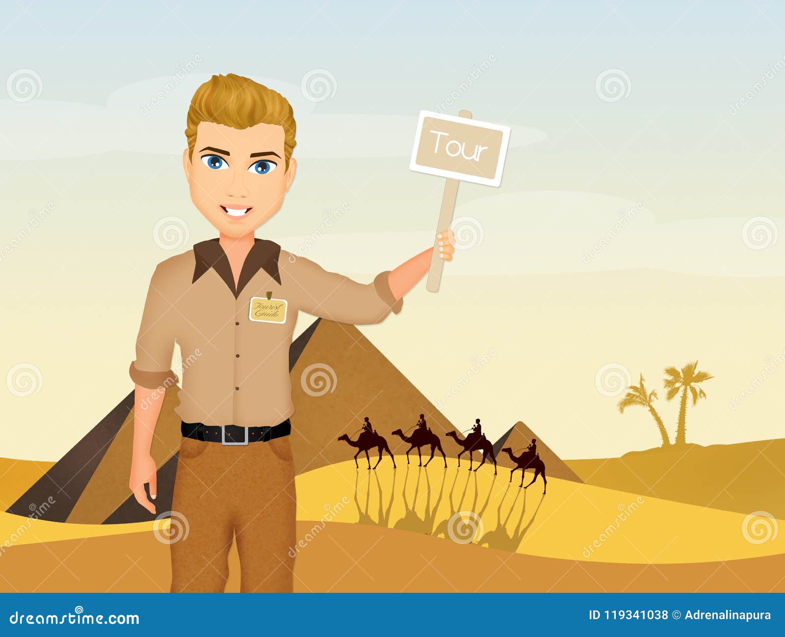 Tour guide in Egypt stock illustration. Illustration of tour 119341038