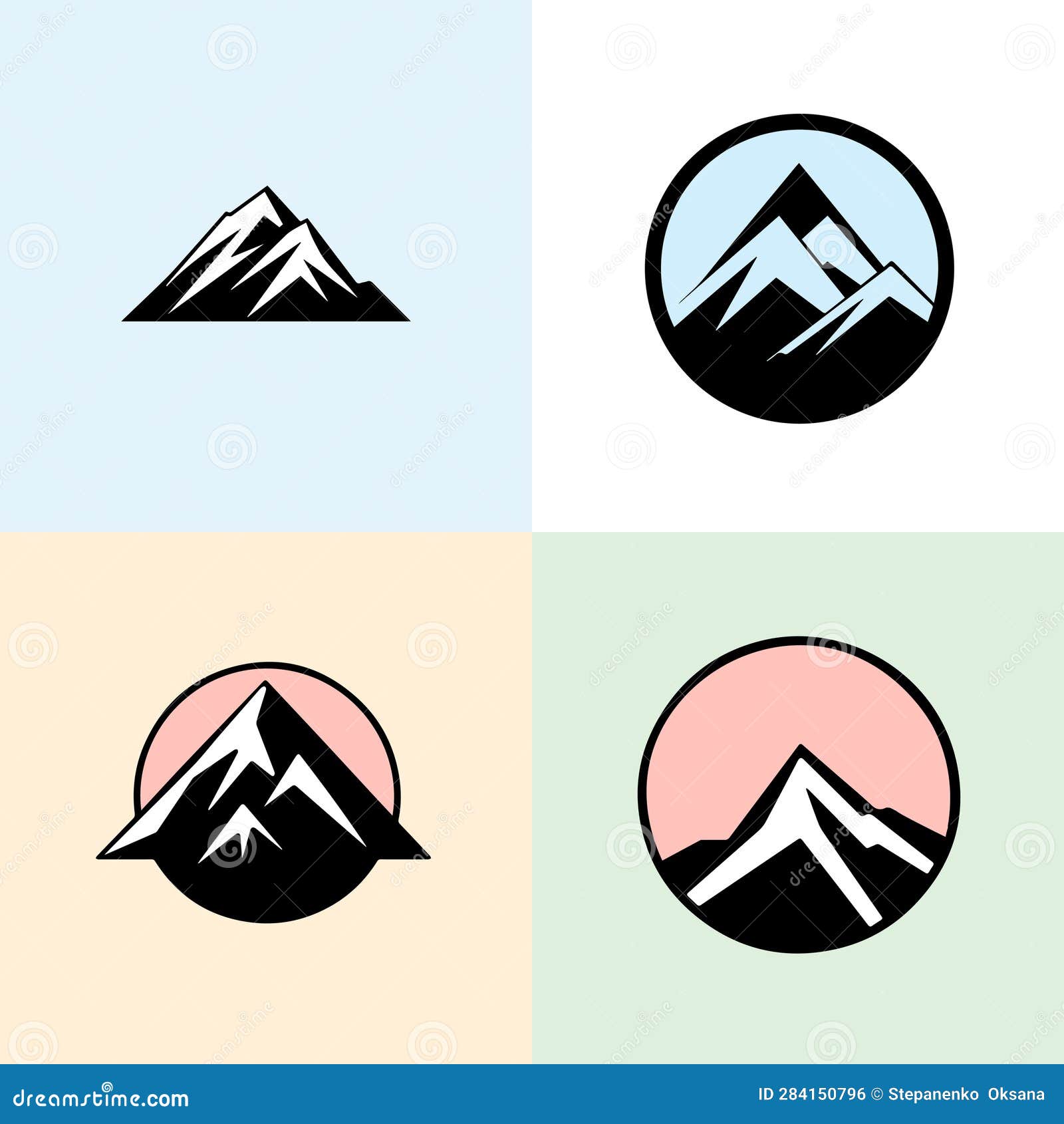 tourism mountain  logo set concept. travel camp adventure holiday silhouette nature icon label camping center top