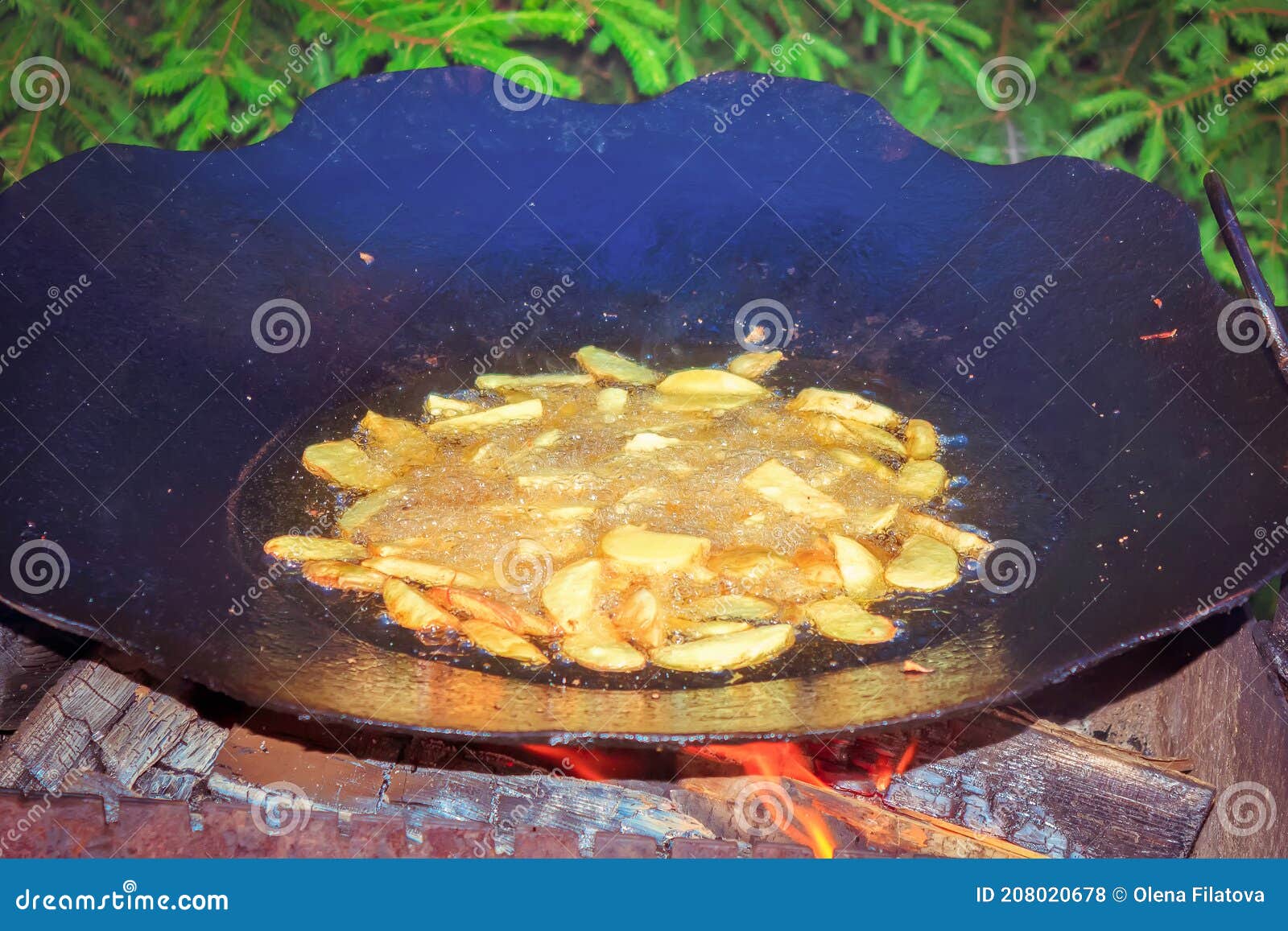 Fried Potatoes on the Grill Stock Photo Image of potatoes, picnic