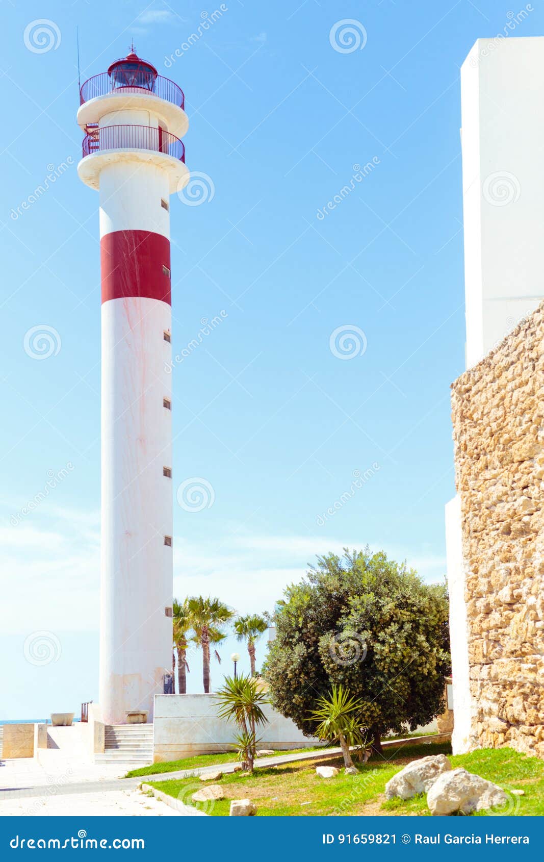 tourism in spain. view of the lighthouse in rota, cadiz, spain.