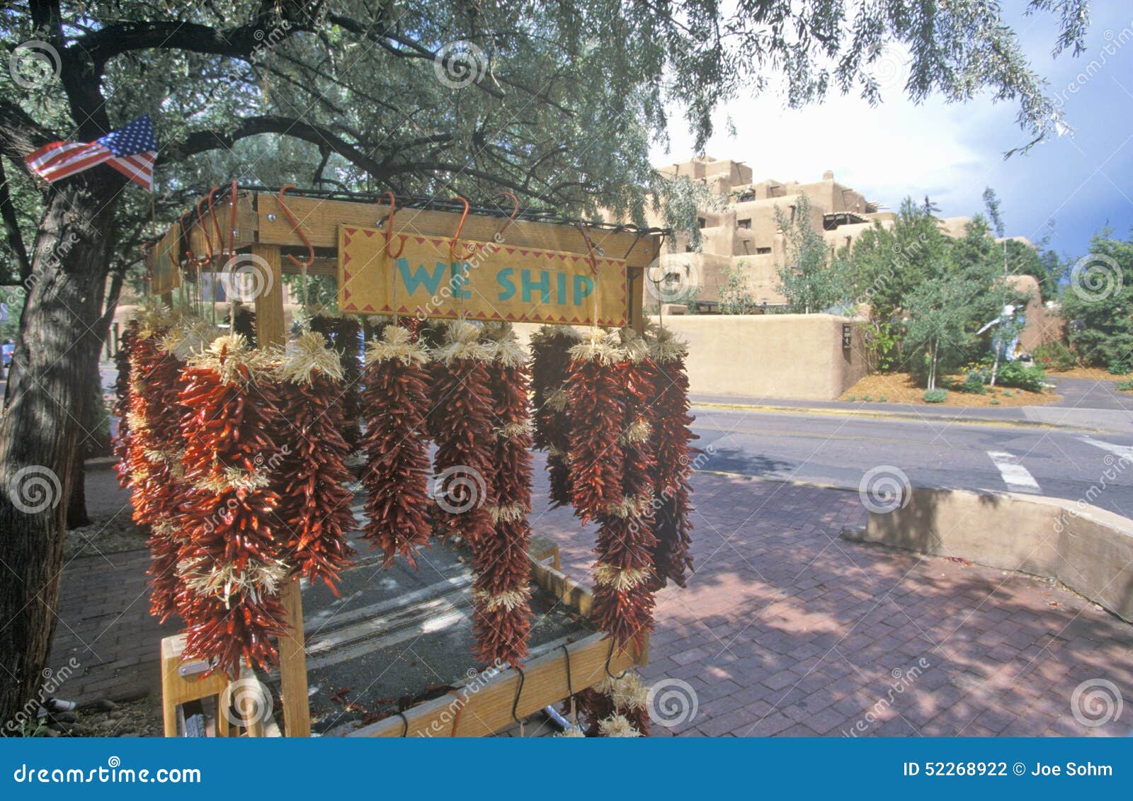 tourist attraction with red chilies in town square, santa fe, nm