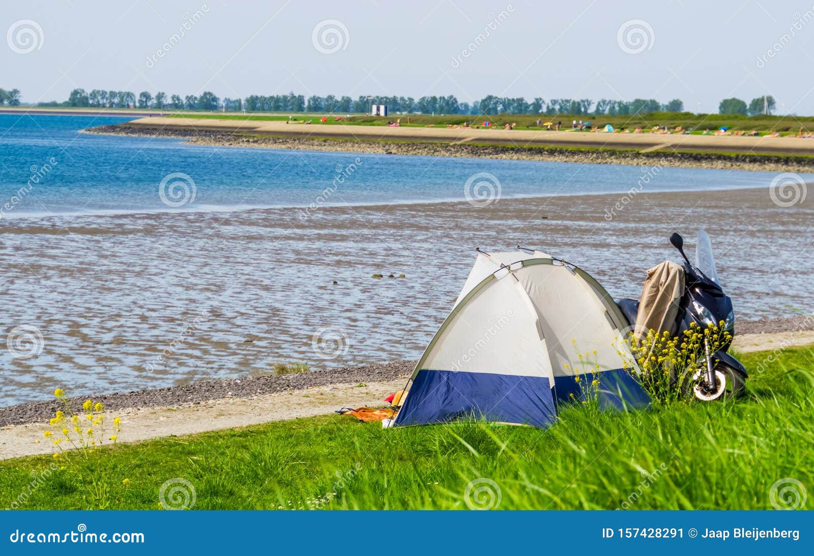 Tourist Camping In A Tent At The Beach Of Tholen Touristic Location In Zeeland The Netherlands Stock Image Image Of Holiday Camping 157428291