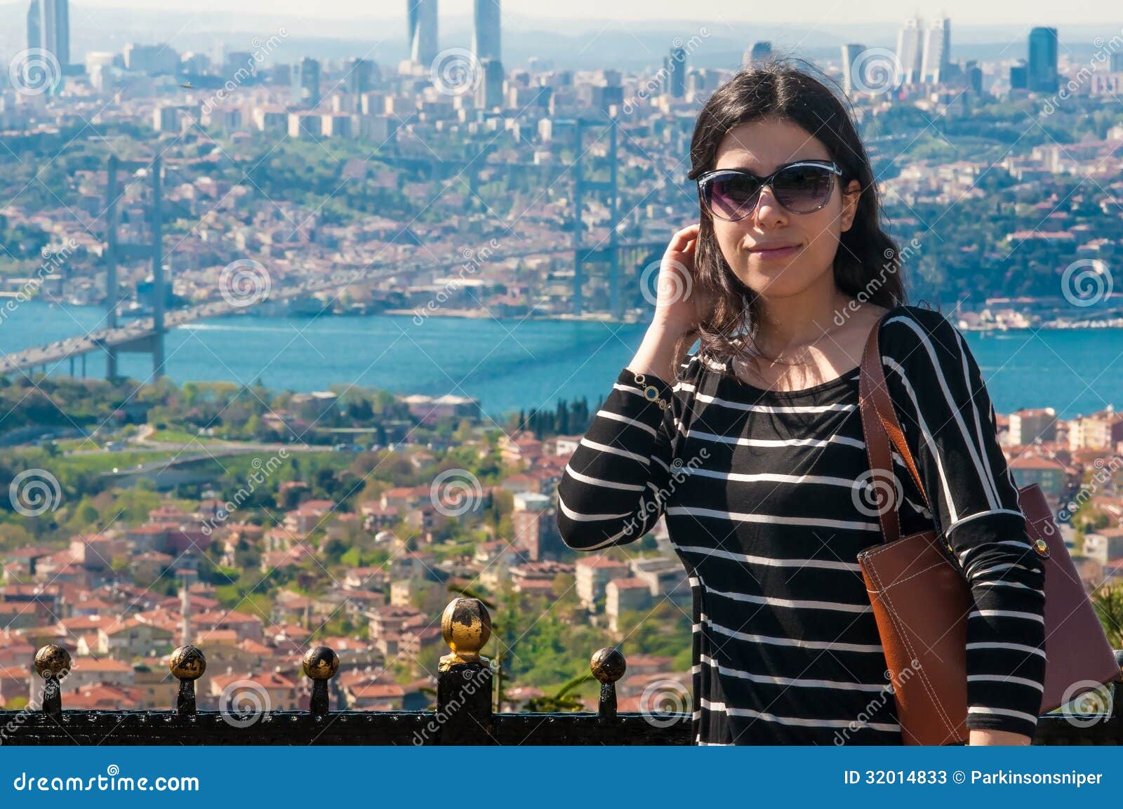 tourist girl at istanbul bosphorus