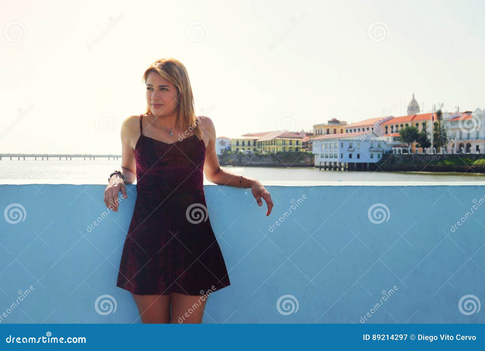 tourist girl vacationing in panama city visiting casco antiguo
