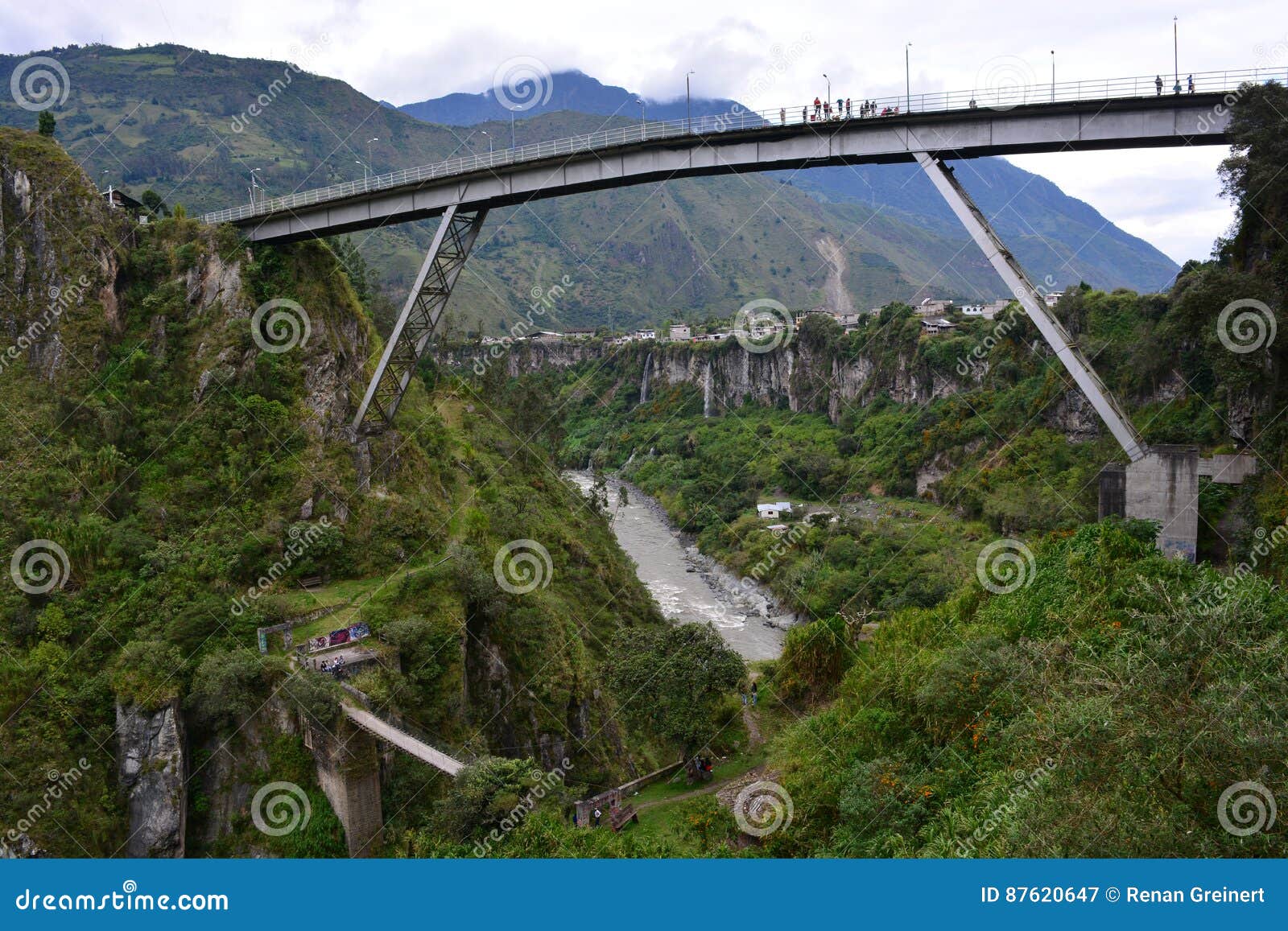 tourist jumping from a bridge in baÃÂ±os, ecuador