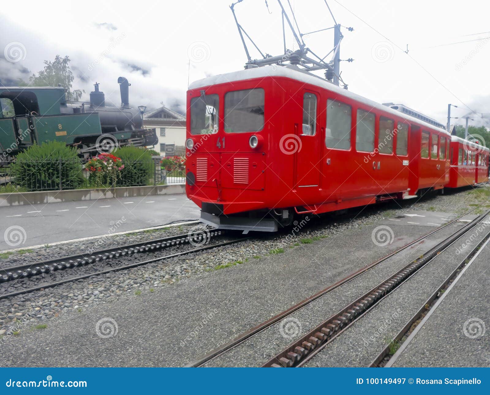 tourist train to montenvers to visit the ice cave on the sea of ice glacier