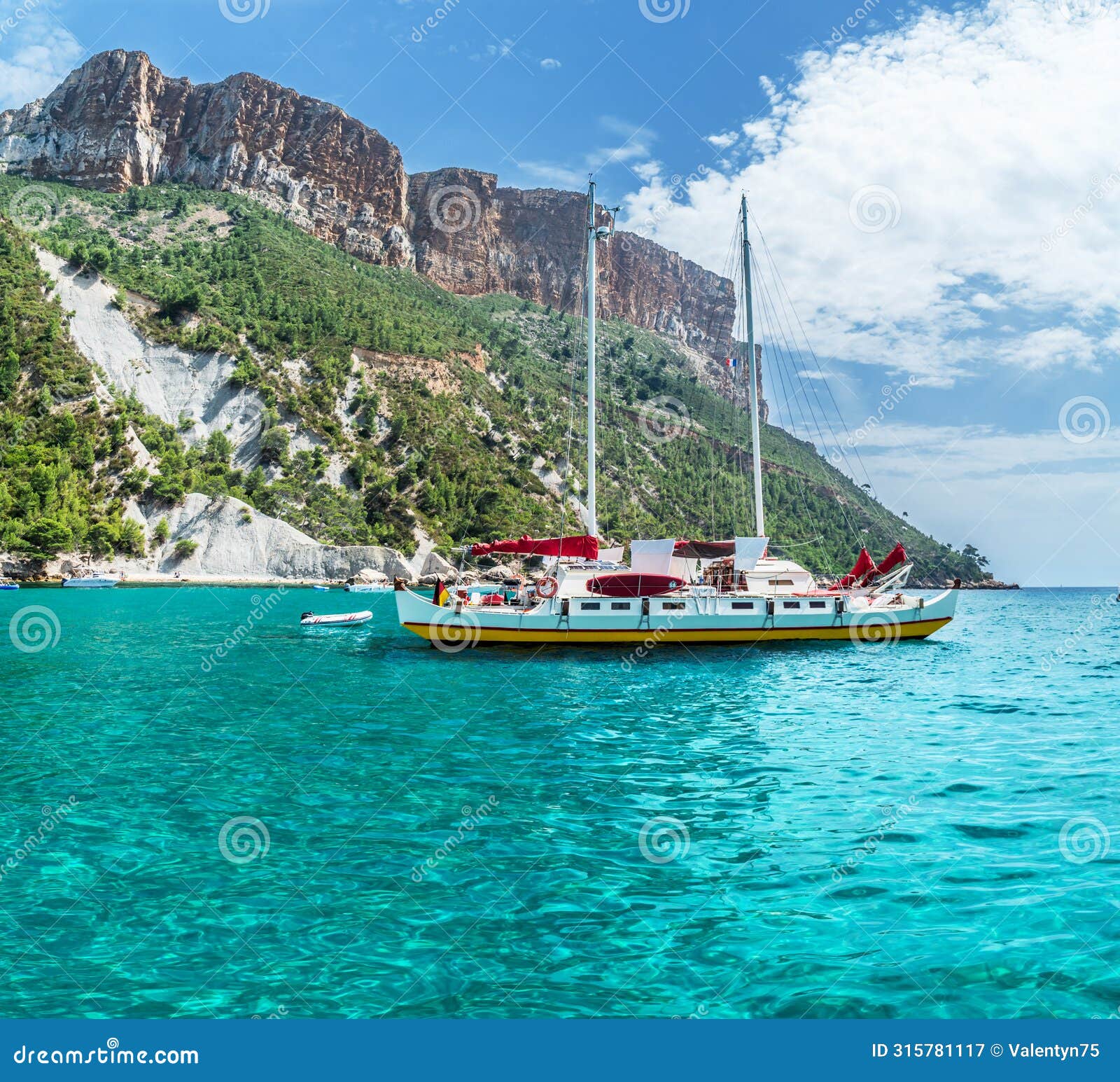 Tourist Trip Boat in Calanques National Park, Natural Landmark of