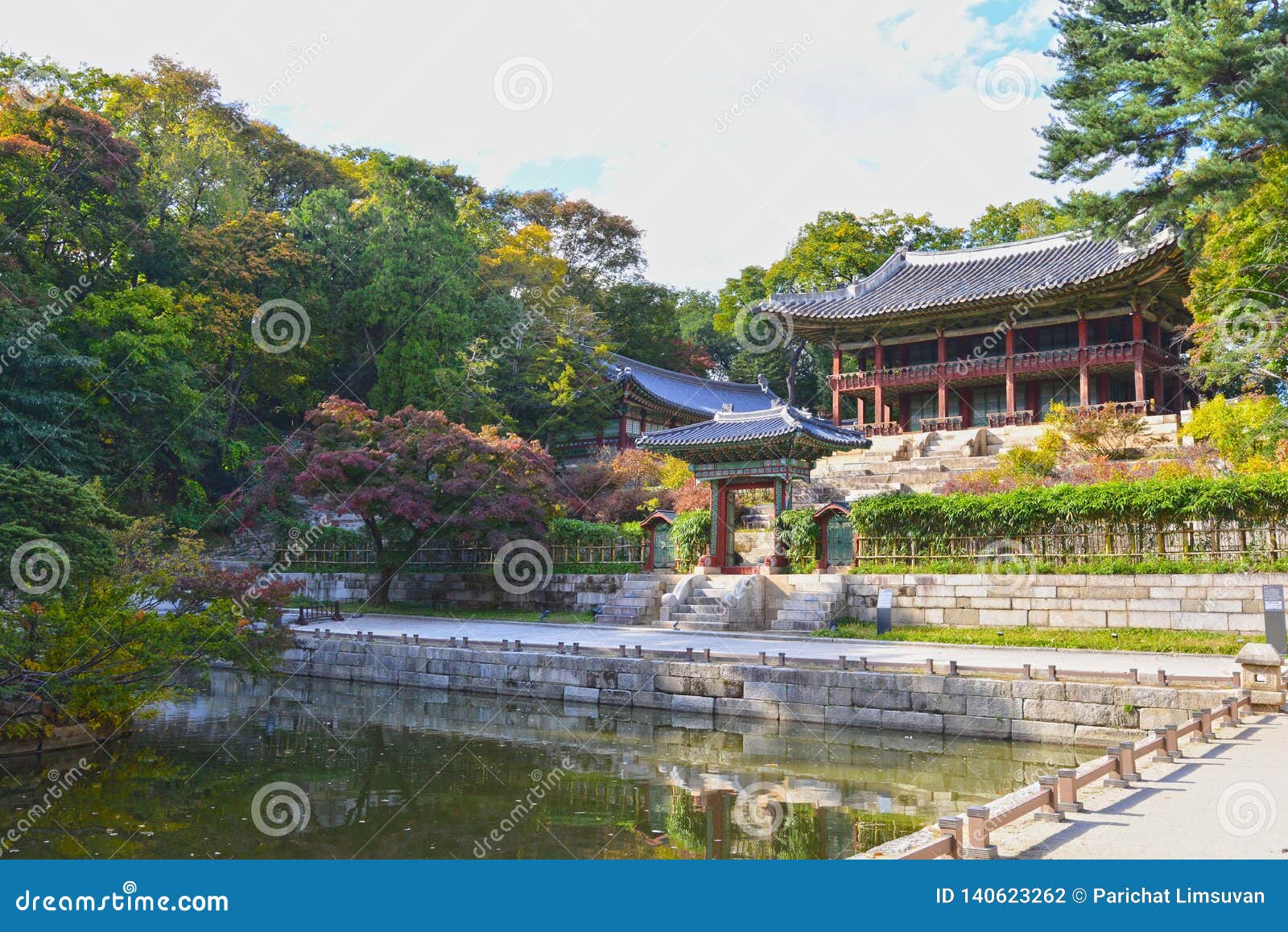 A Tourist Walking Into A Building In Changdeokgung Secret ...