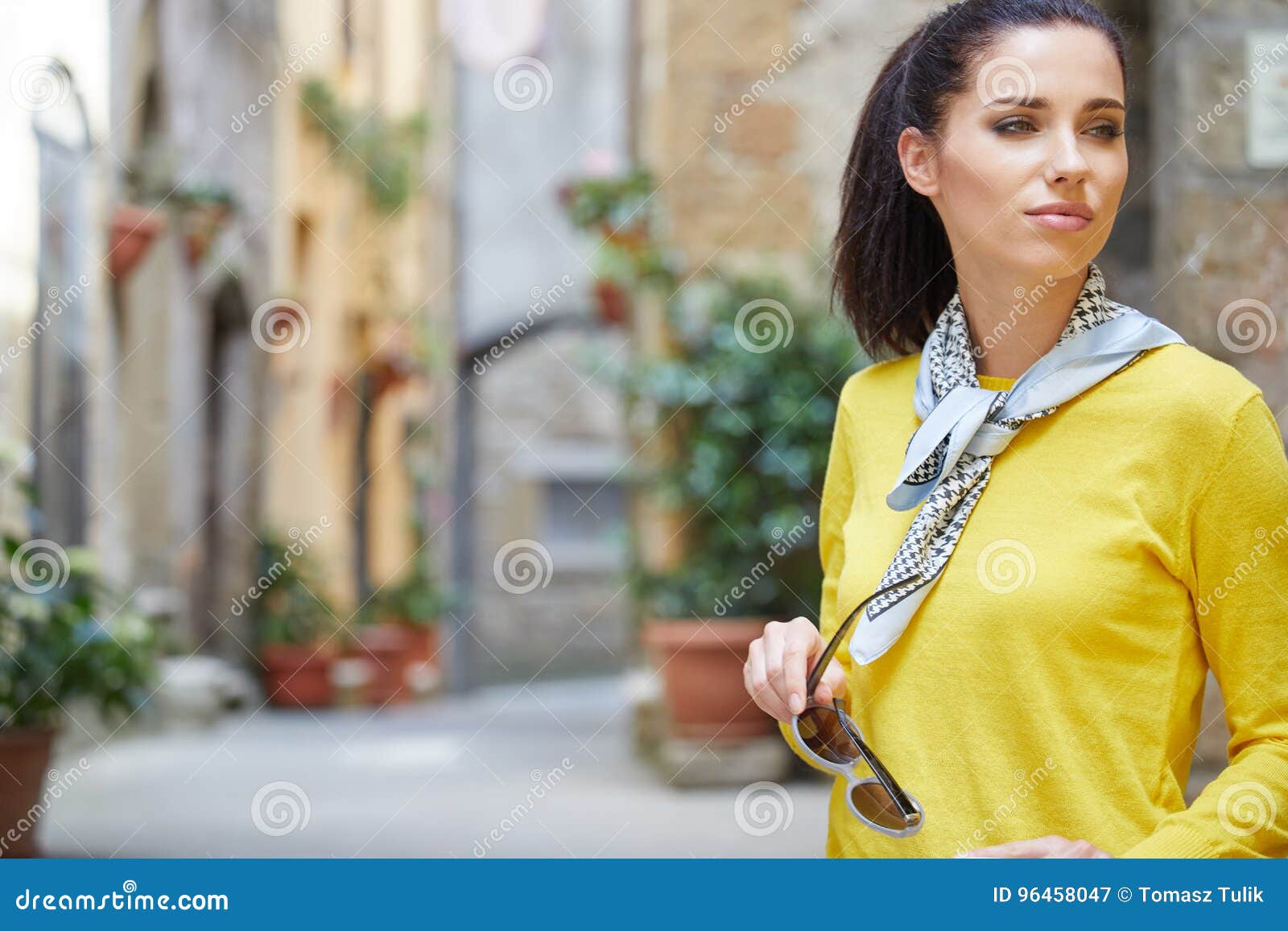 Tourist Woman in a Small Italian Town. Stock Image - Image of body ...