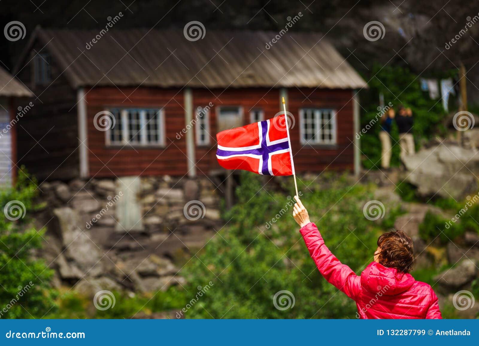 Tourist Visiting Helleren Houses in Jossingfjord, Norway Stock Image ...