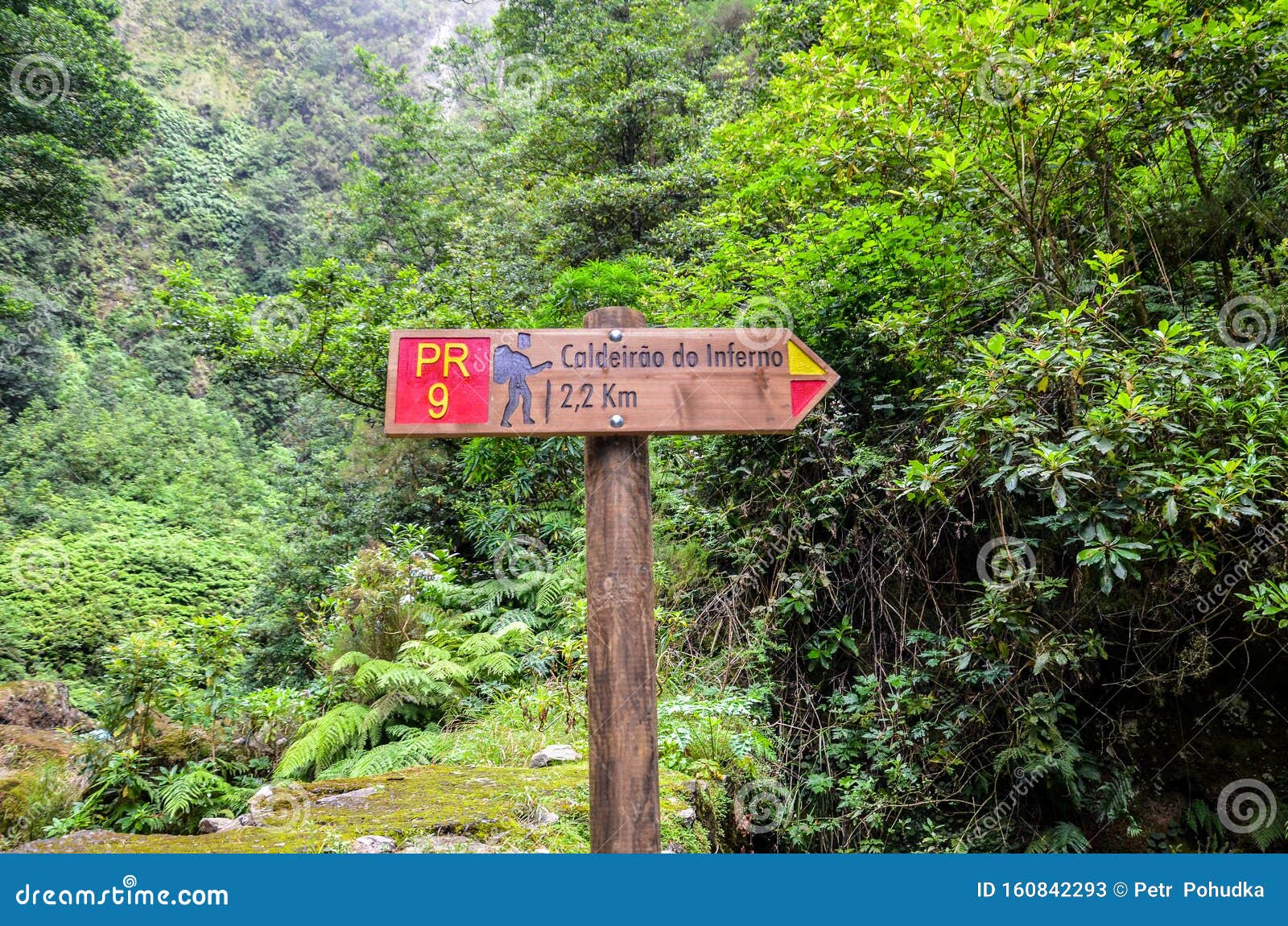 Touristeninformation Wegweiser Und Wegbeschilderung Auf Einem Wanderweg Caldeirao De Inferno Insel Madeira Portugal Levada Stockbild Bild Von Wegweiser Wanderweg