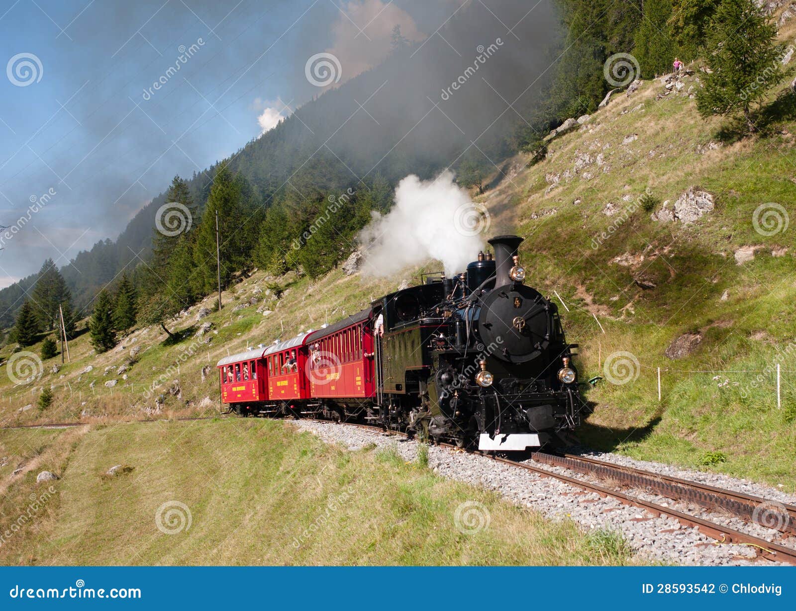 Touristic Steam Train In Alps In Switzerland Editorial Photography