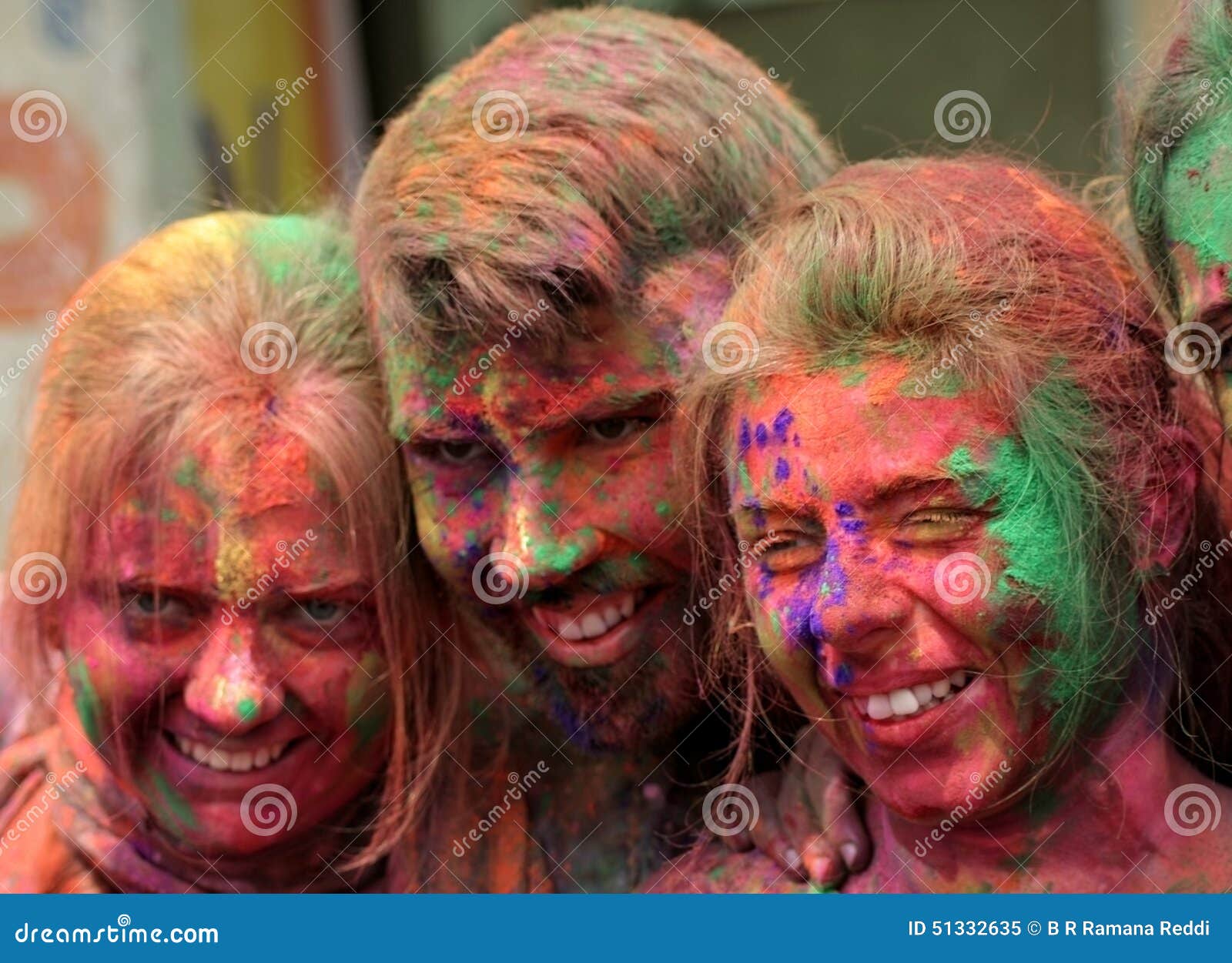 Tourists Celebrate Holi or Indian Hindu Festival of Colors an Annual