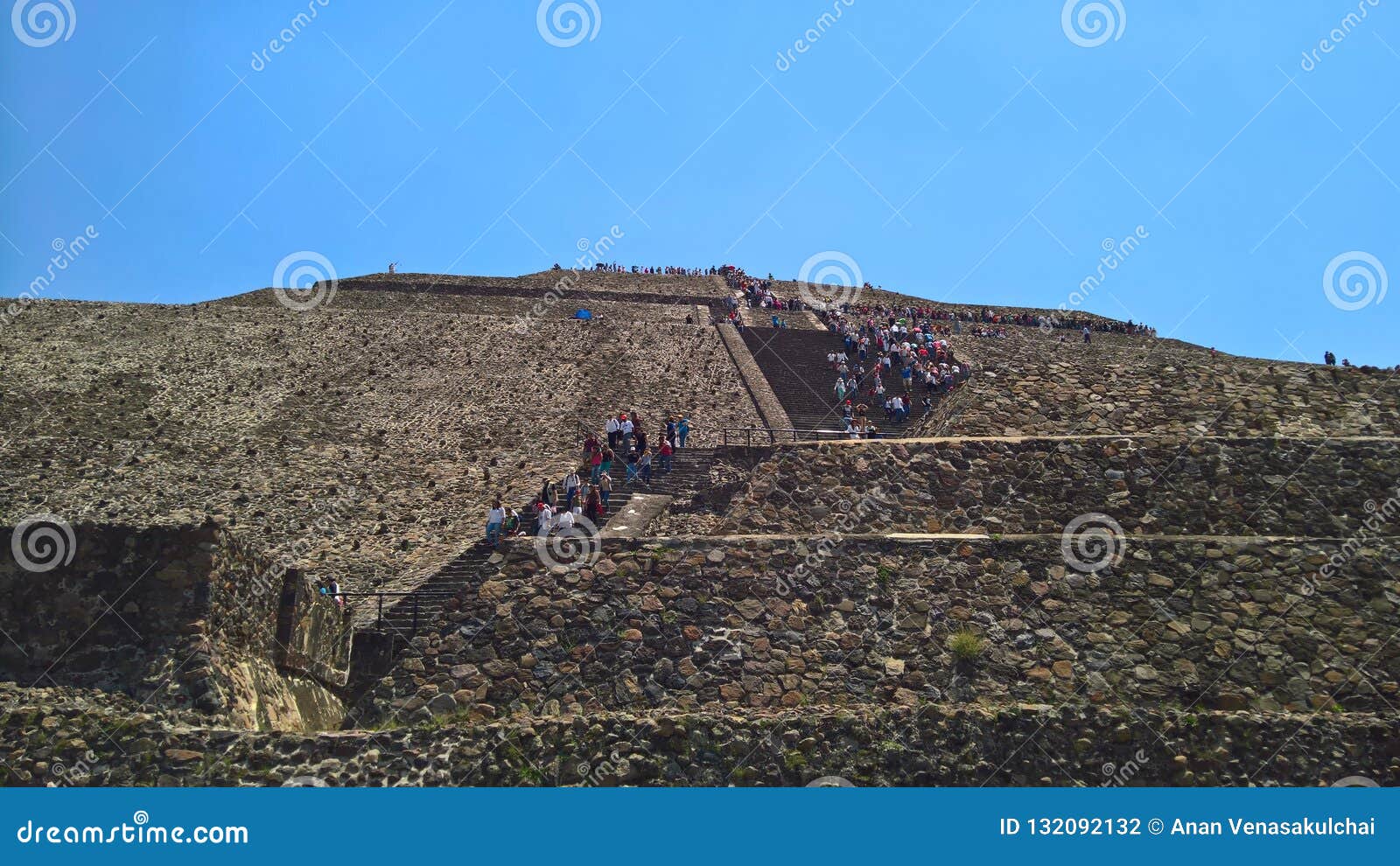 Tourists Climbing Teotihuacan Pyramids Editorial Photography - Image of ...