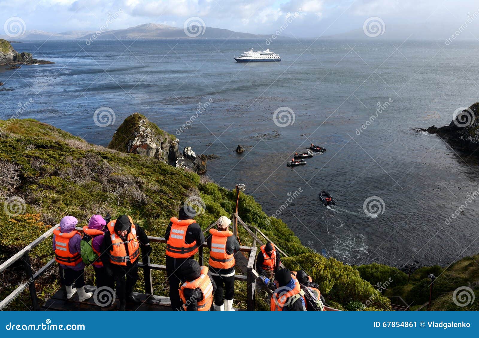 Tourists Disembark from Cruise Ship Via Australis on Cape Horn