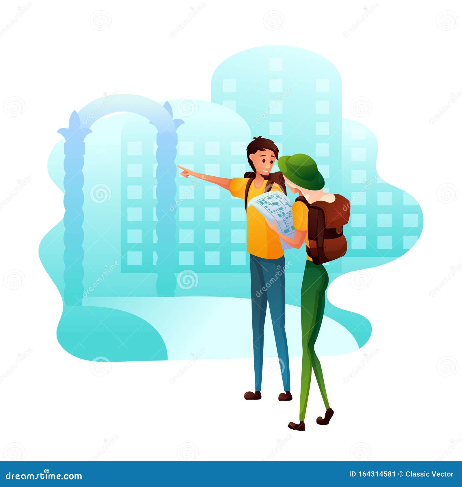 Tourists at Excursion Flat Vector Illustration Stock Vector ...