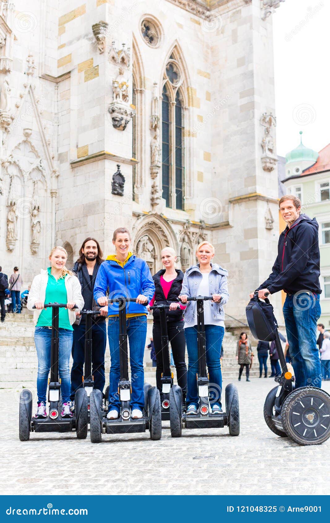 tourists having segway sightseeing