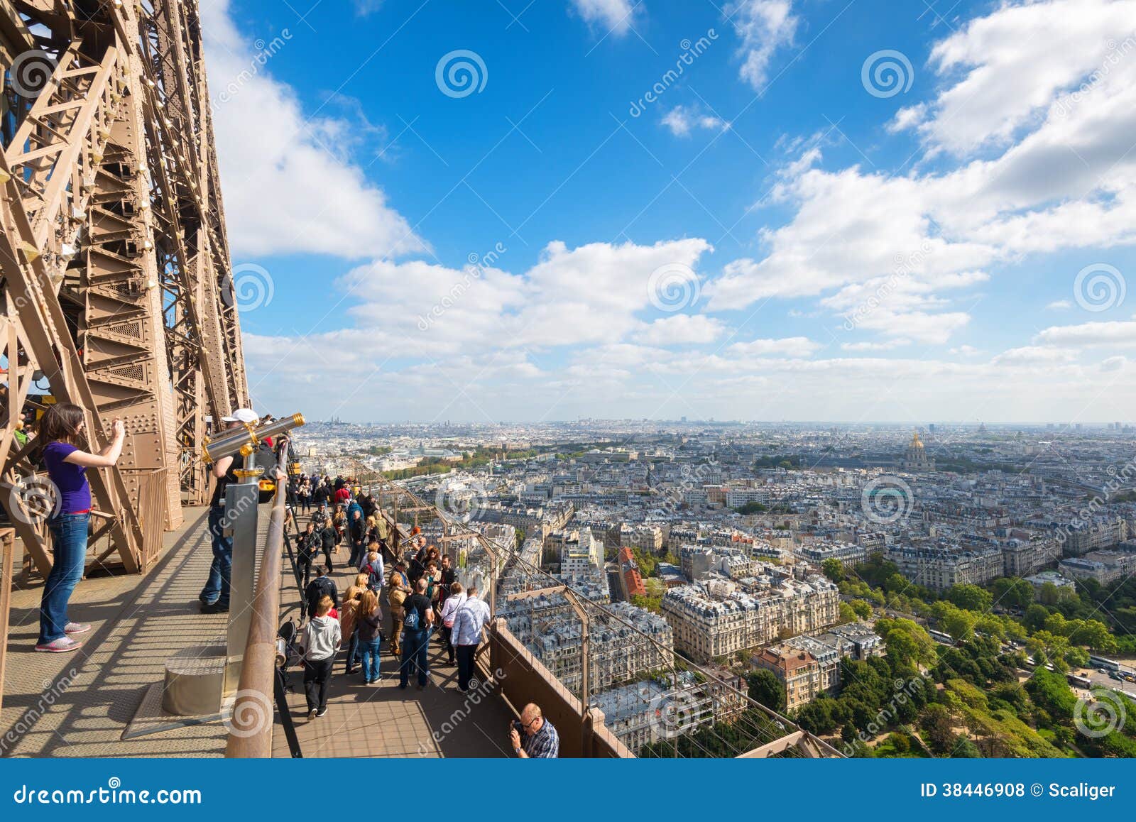 Observation Deck of the Eiffel Tower in Paris Editorial Stock