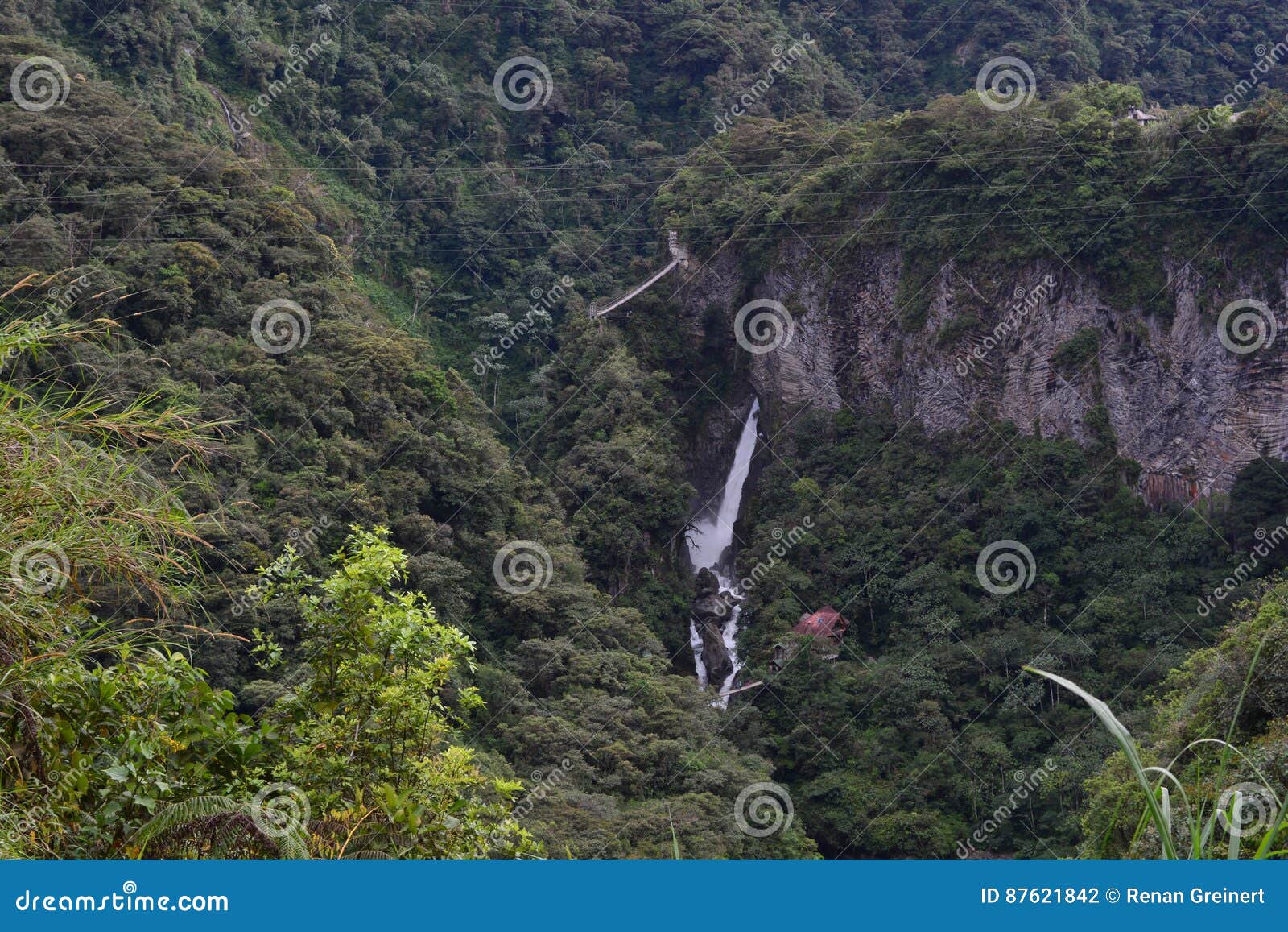 tourists at the pailon del diablo waterfall in baÃÂ±os, ecuador