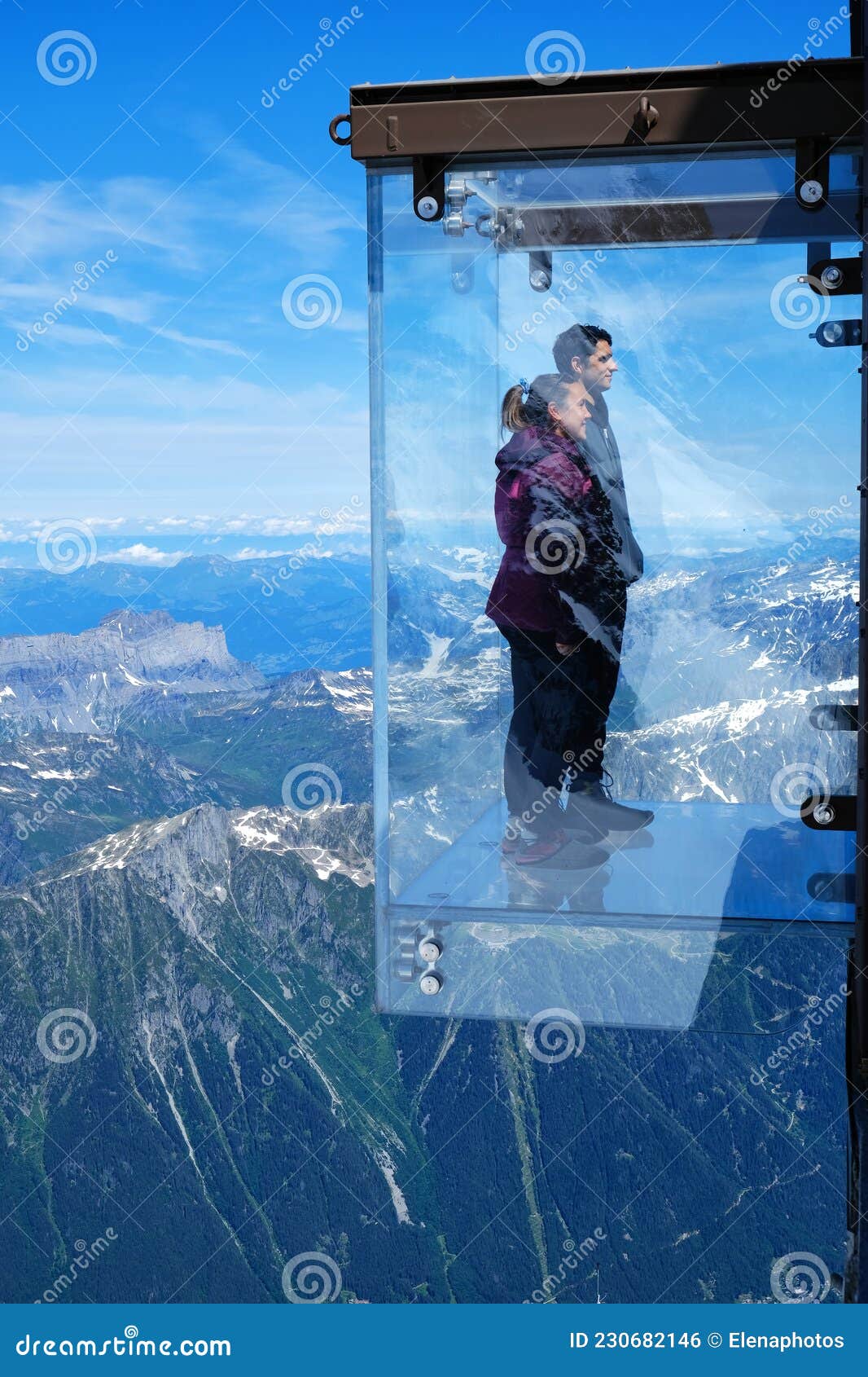 Tourists Stand in the `Step into the Void` Glass Box on the Aiguille Du Midi  Editorial Photo - Image of montblanc, massif: 230682146