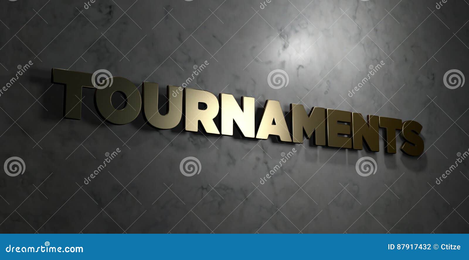 tournaments - gold text on black background - 3d rendered royalty free stock picture